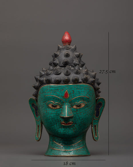Hand-Crafted Buddha Head Brass statue | Buddhist Altar Art