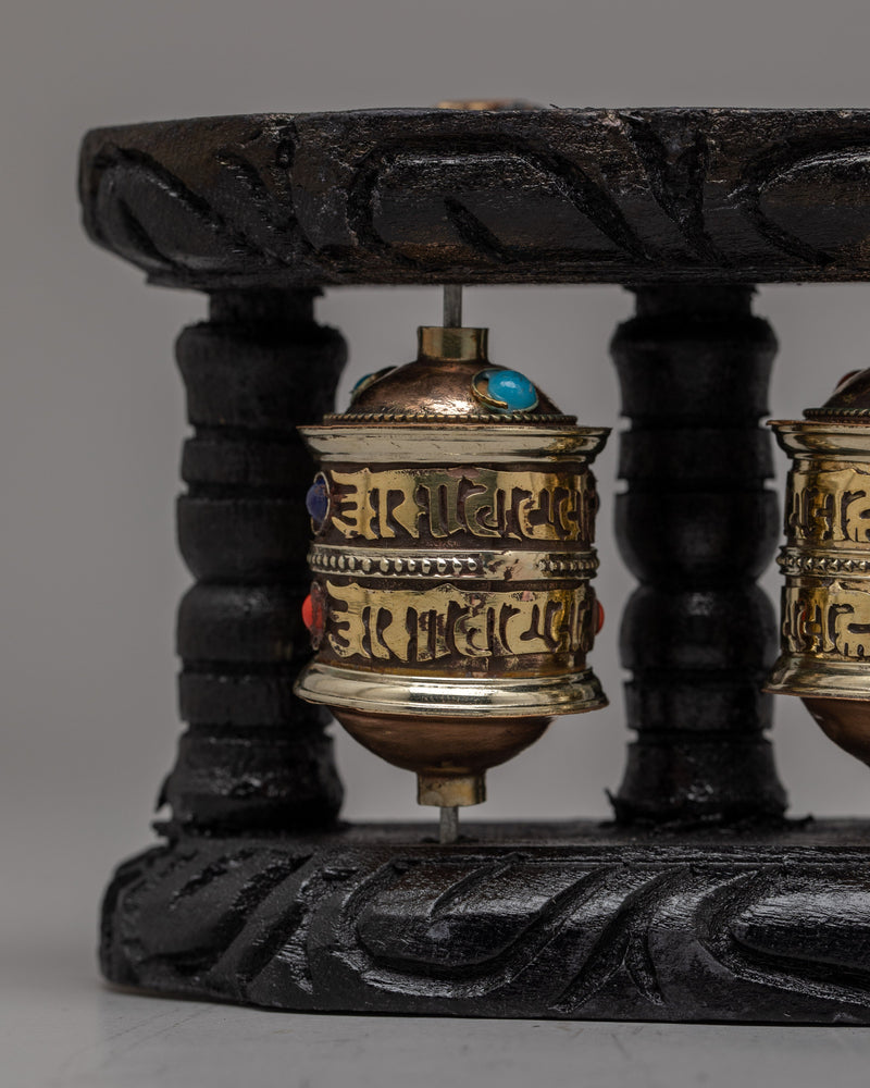 Buddhist Prayer Wheel Mantra carved Wheels | Elevate Your Space with Sacred Wall Hanging