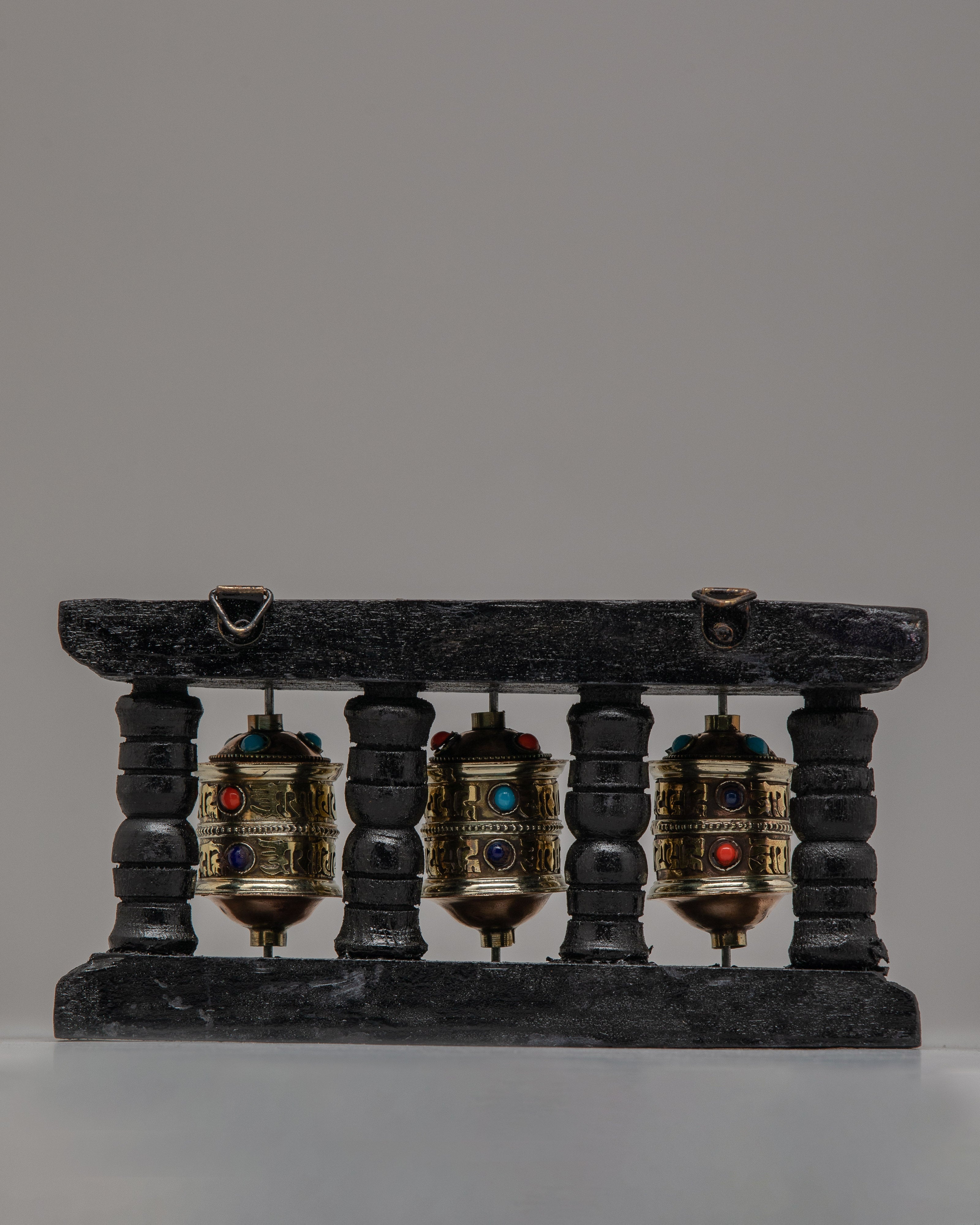 Buddhist Prayer Wheel Mantra carved Wheels | Elevate Your Space with Sacred Wall Hanging