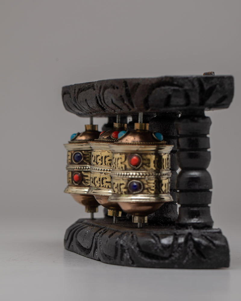 Buddhist Prayer Wheel Mantra carved Wheels | Elevate Your Space with Sacred Wall Hanging