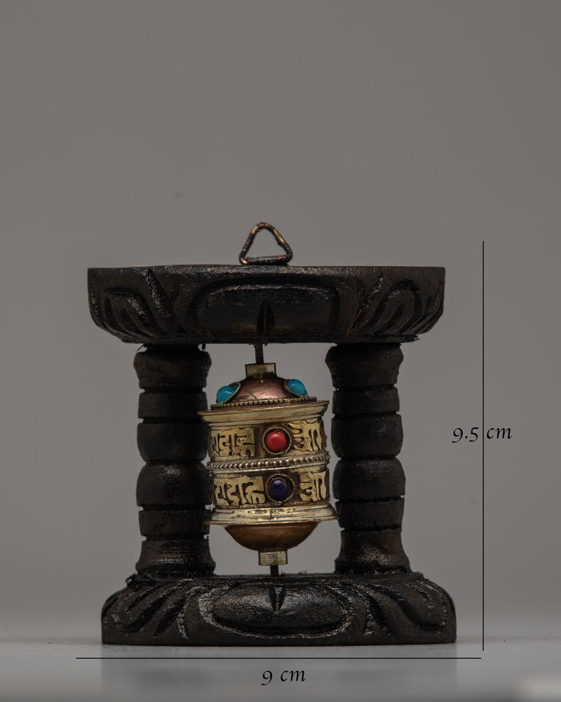Buddhist Prayer Wheel Nepal | Embrace Sacred Wheel with Copper and Wooden Frame
