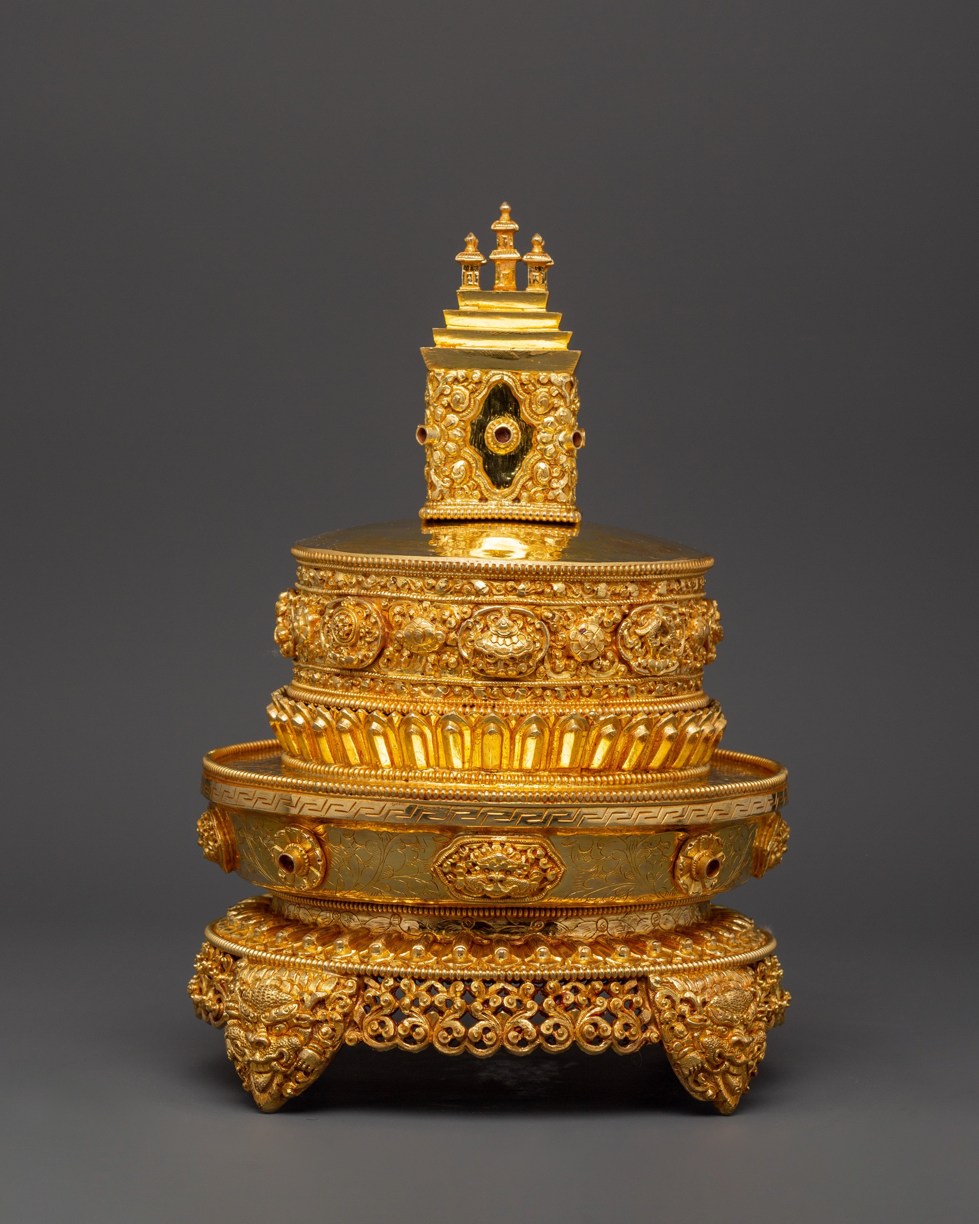 Sacred Mandala Copper Ritual Item | Gold-Plated Meditation Tool