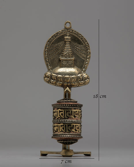 Stupa Prayer Wheel | Crafted in Copper and Brass, Radiating Sacred Energy and Devotion