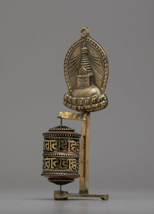 Stupa Prayer Wheel | Crafted in Copper and Brass, Radiating Sacred Energy and Devotion