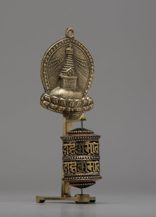 Stupa Prayer Wheel | Crafted in Copper and Brass, Radiating Sacred Energy and Devotion