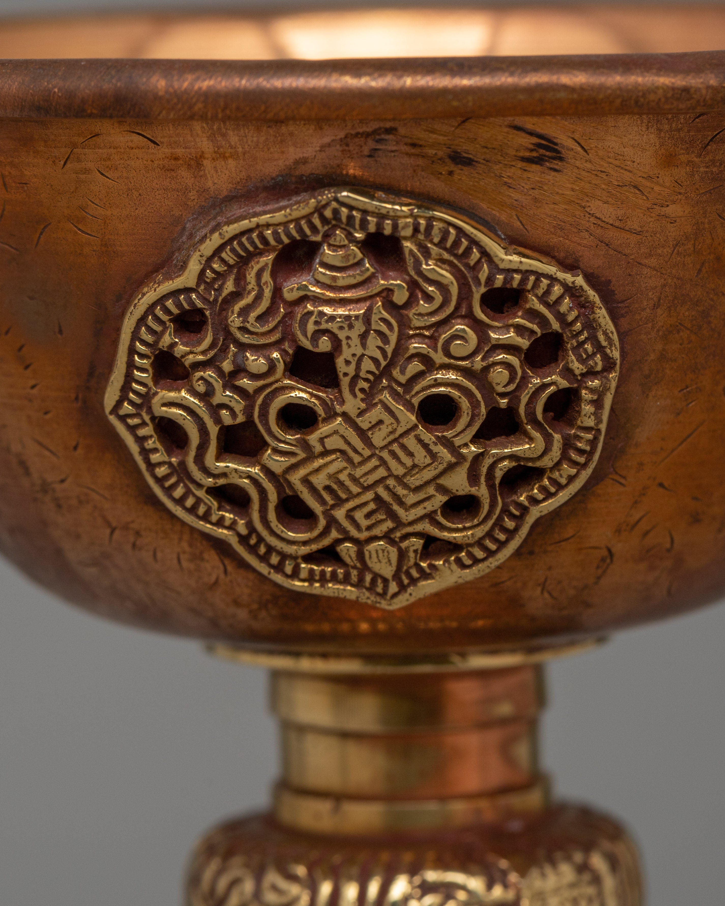 Tibetan Altar Butter Lamp Vessel | Traditional Copper Offering Lamp