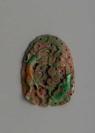 Green and White Jade Pendant 