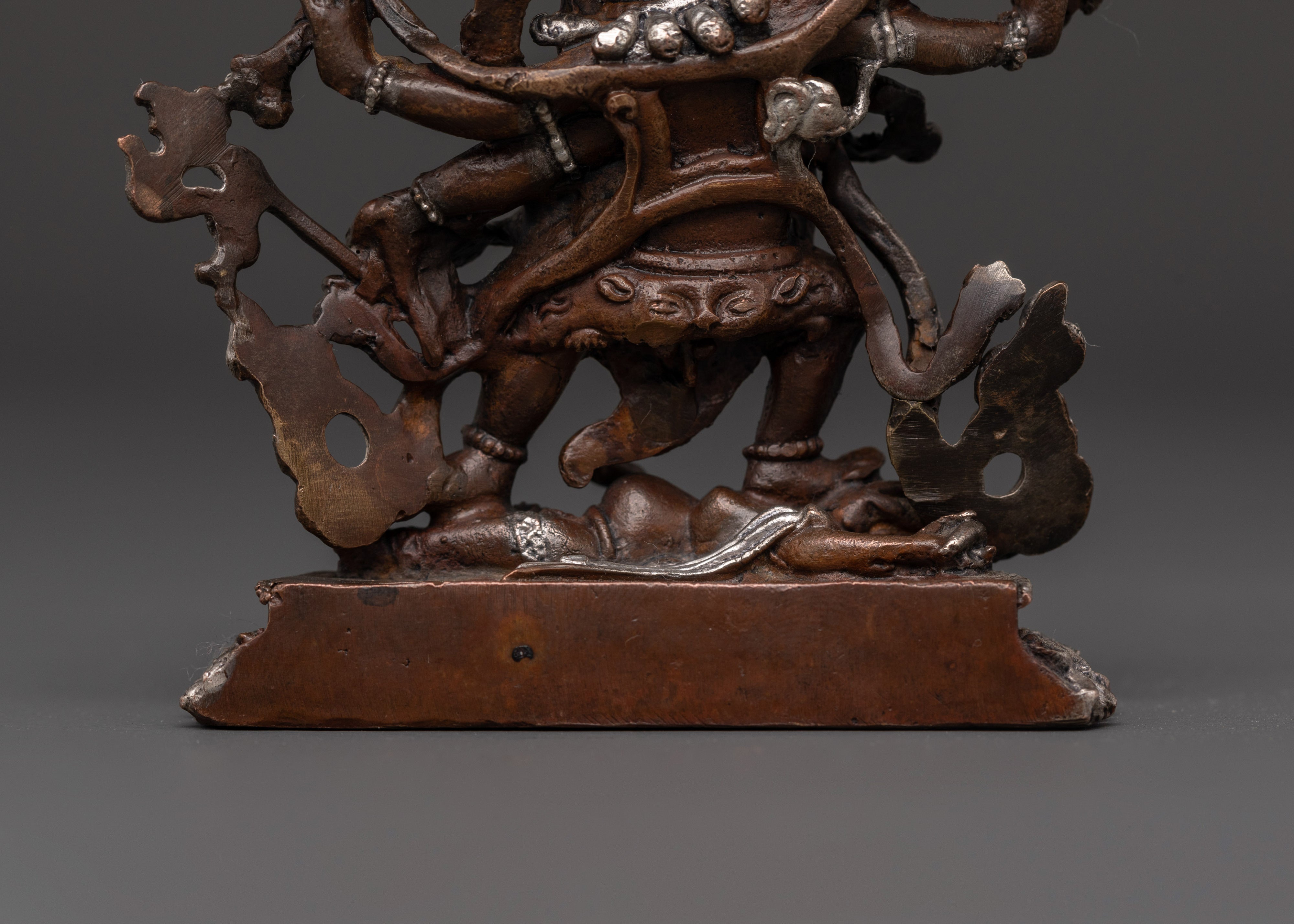 Oxidized Copper Six-Armed Mahakala Statue | Tibetan Fierce Protector