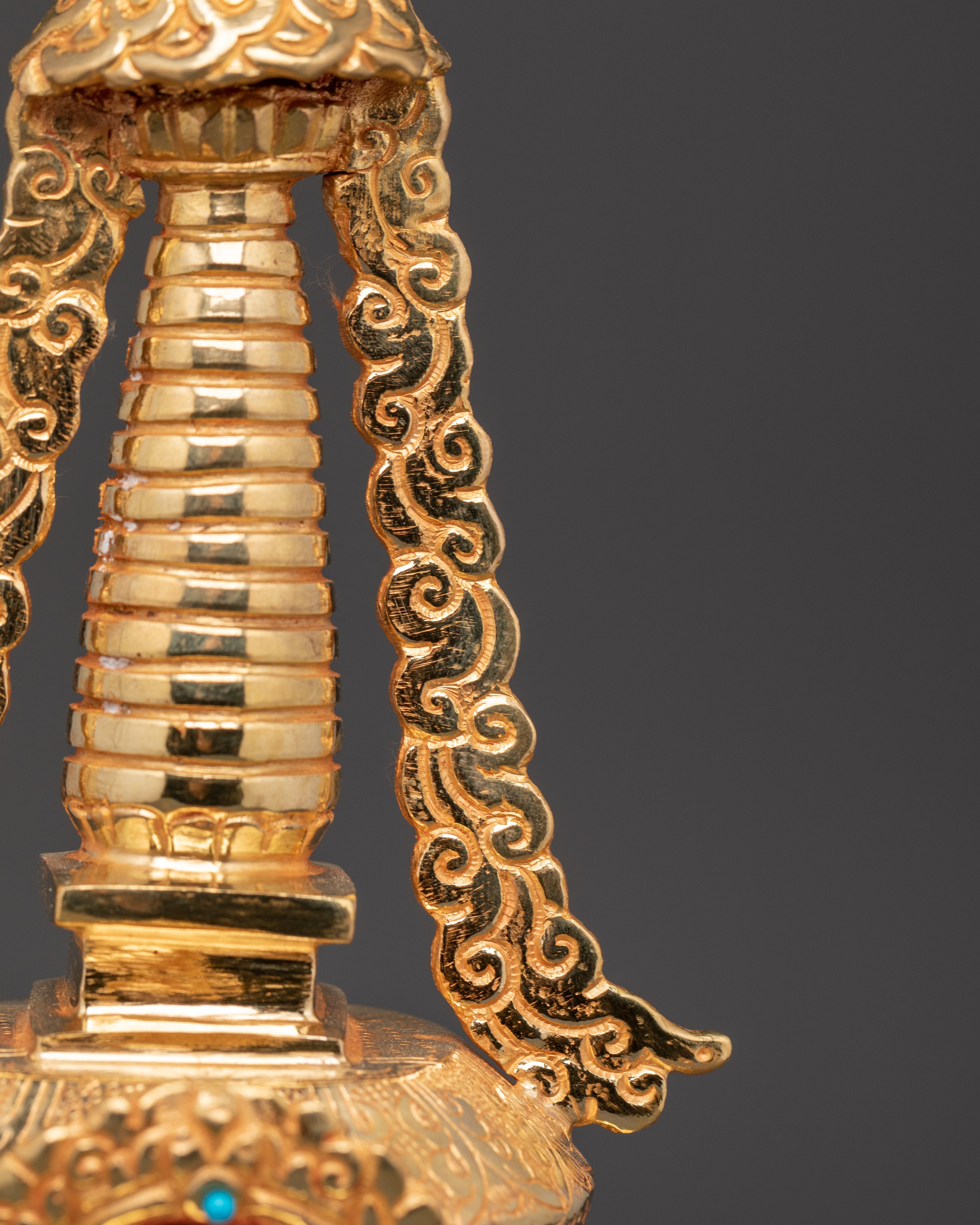 Handcrafted Spiritual Buddha Stupa | Copper Body with Gold Plating