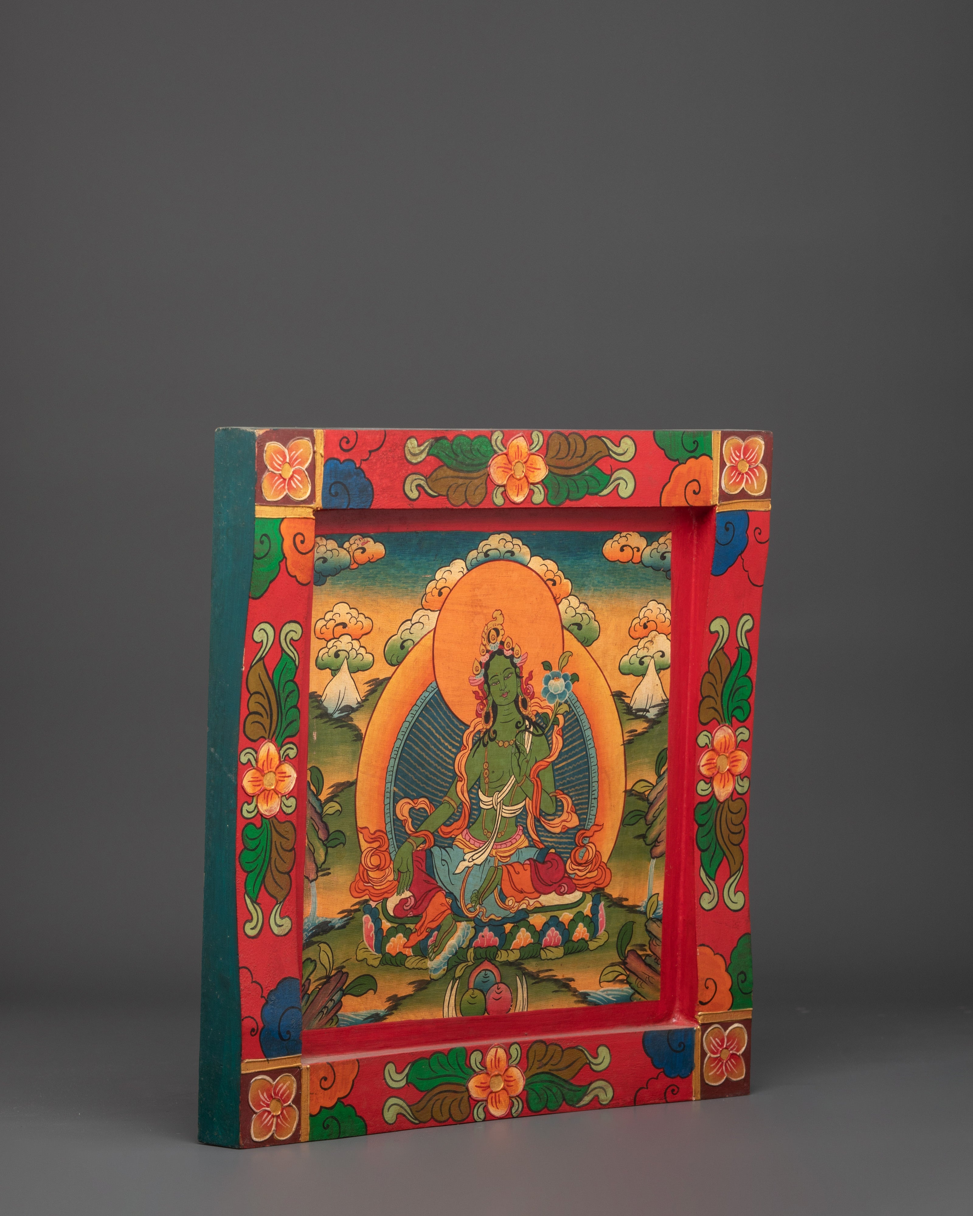 Tibetan Green Tara Wall Hanging | Handcrafted Buddhist Wall Art