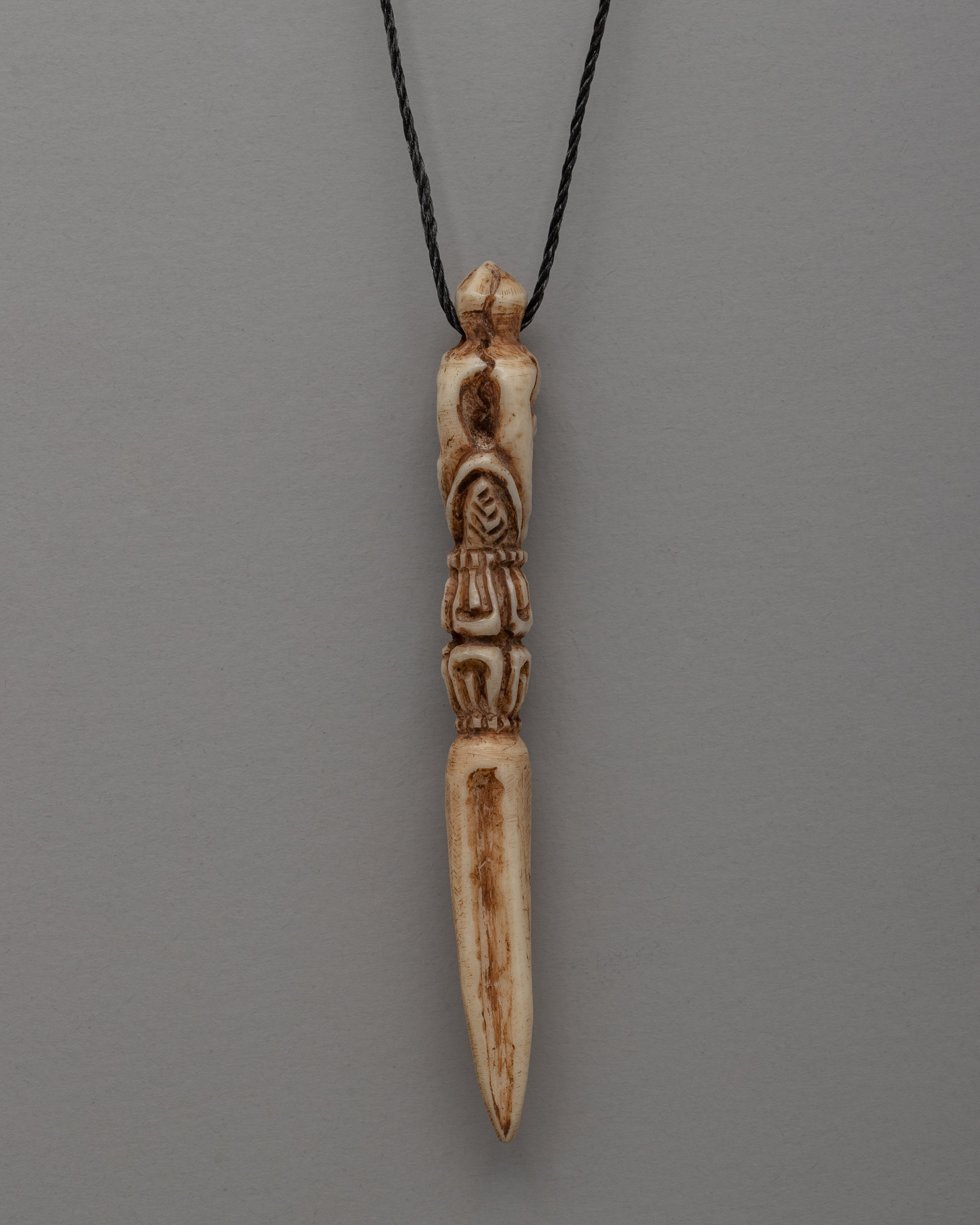 Buffalo Bone Hand-Carved Buddhist Locket | Spiritual Amulet Inspires Peace & Mindfulness