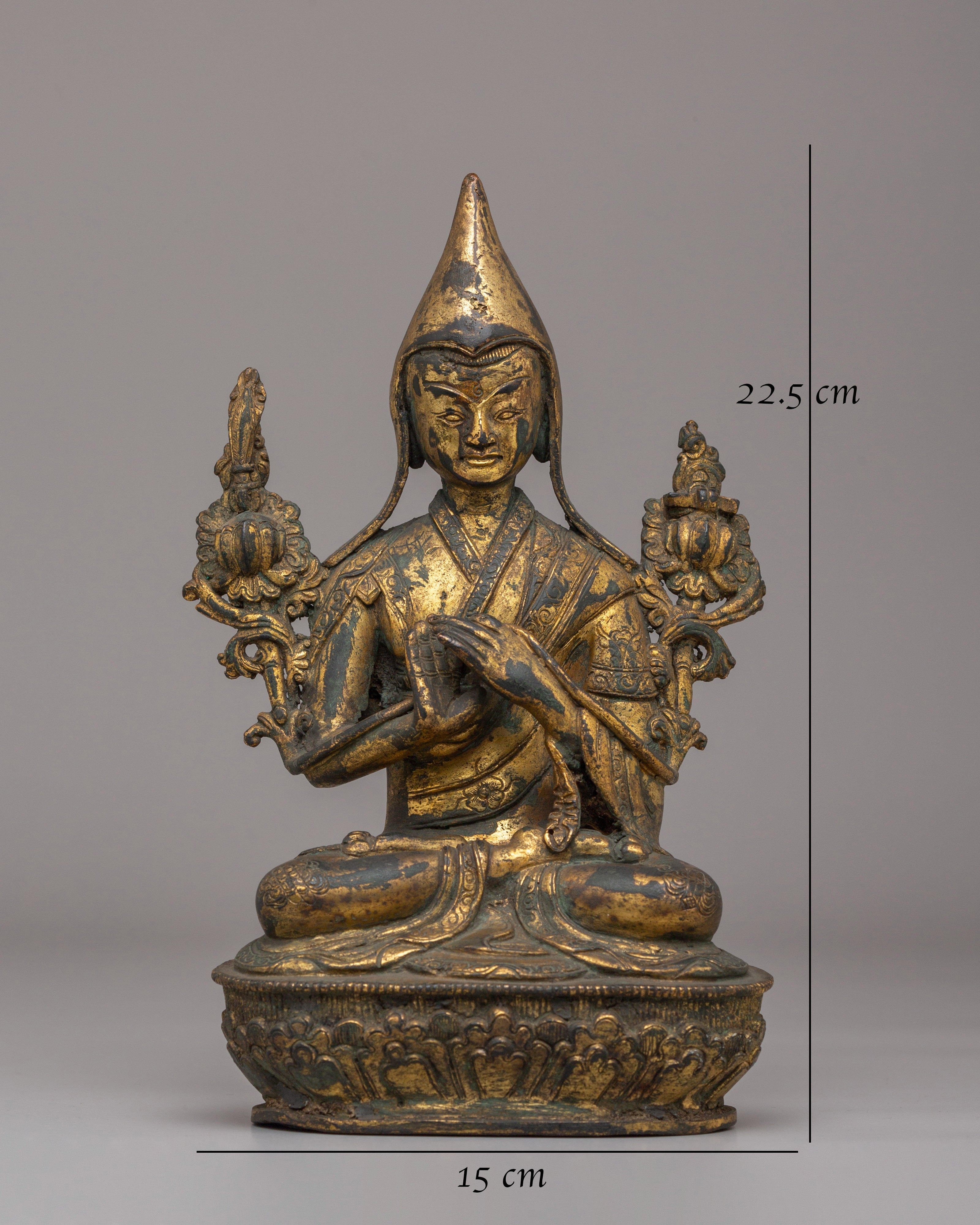 Handcrafted Tsongkhapa Buddhist Statue | Spiritual Tibetan Figurine