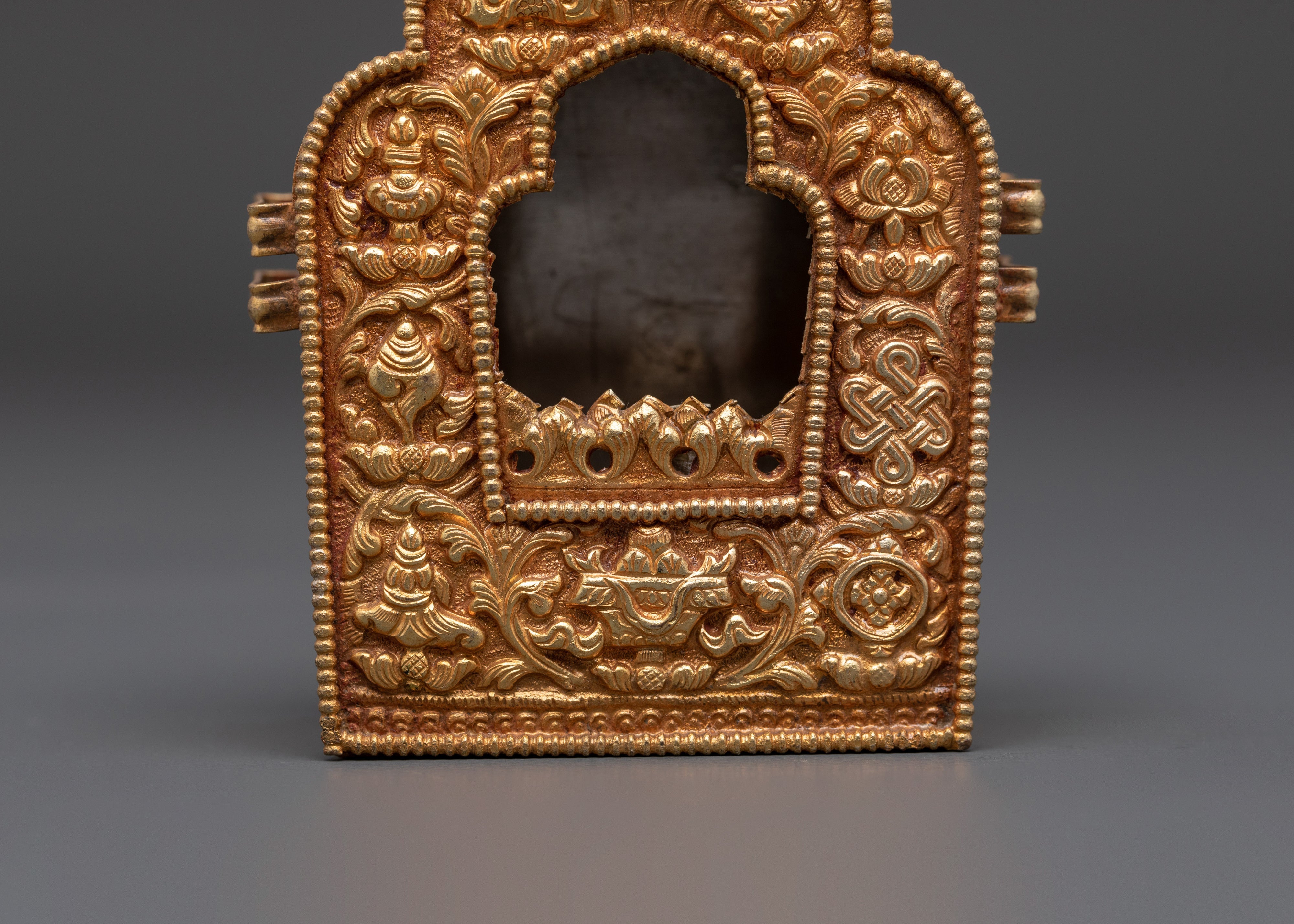 Handmade Spiritual Tibetan Ghau Box | Copper Gold Plated Ritual Box