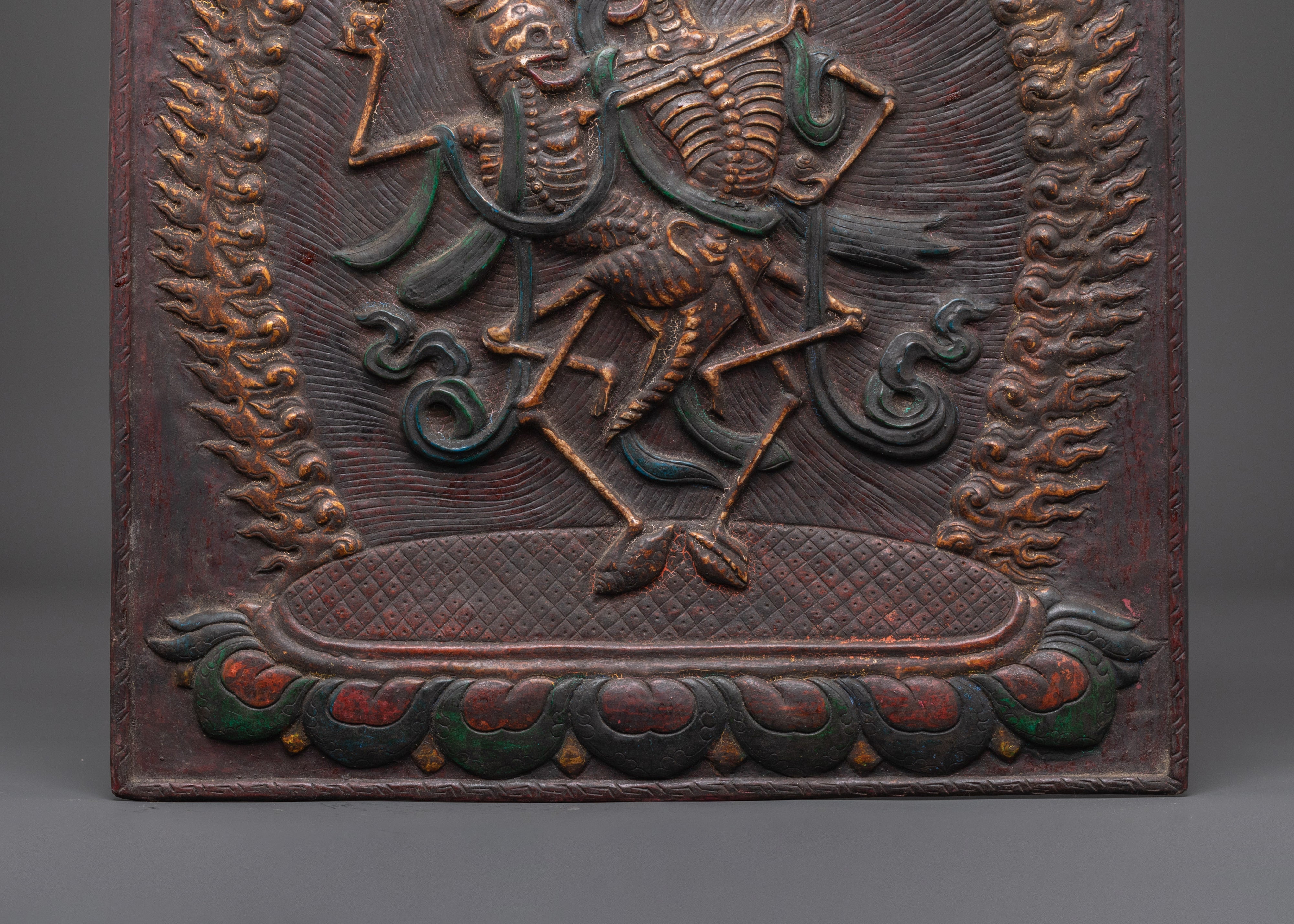 Protector Deity Chitipati Wall Hanging | Spiritual Copper Wall Art for Protection