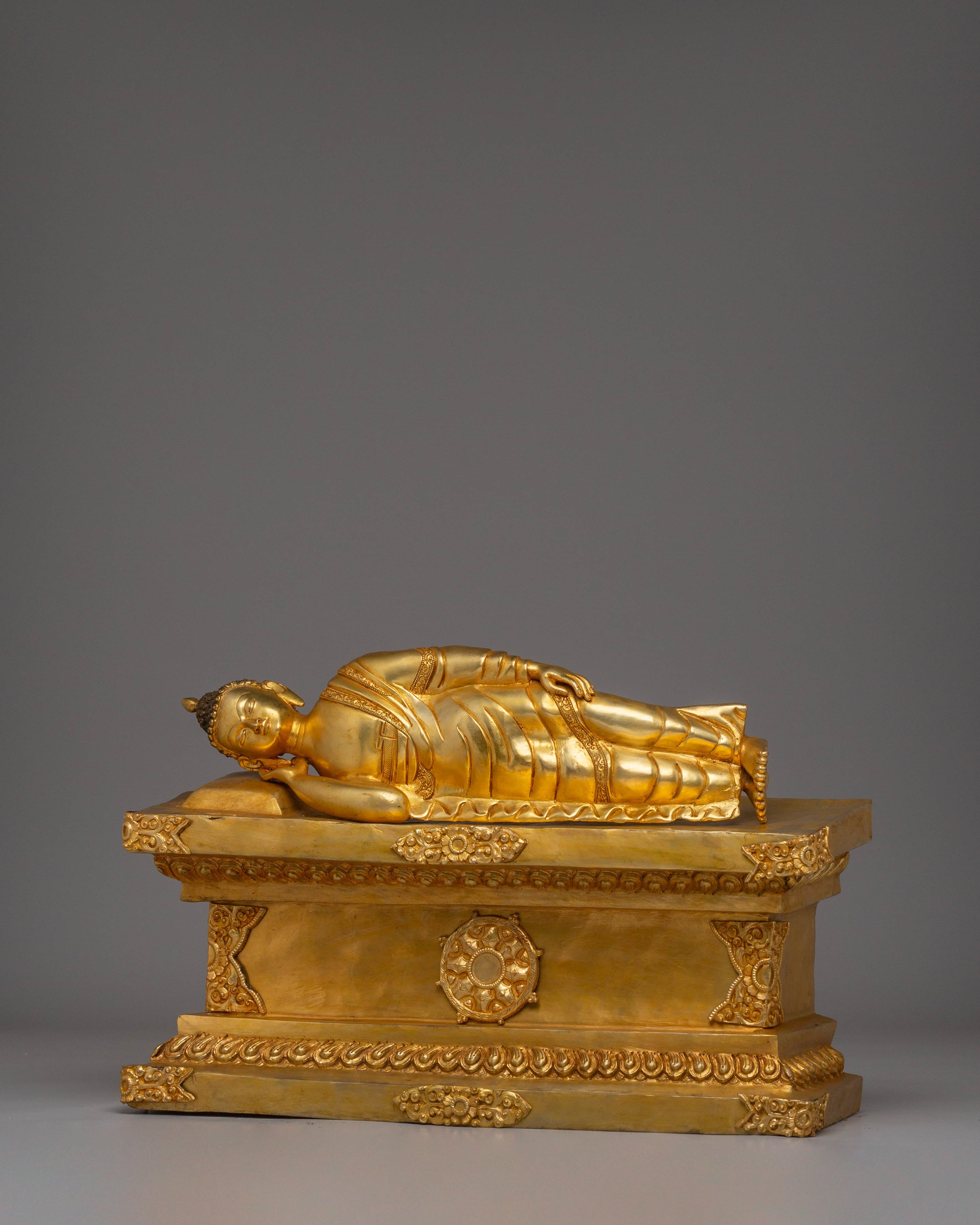 Handcrafted Sleeping Buddha Golden Statue | Symbol of Peace and Parinirvana