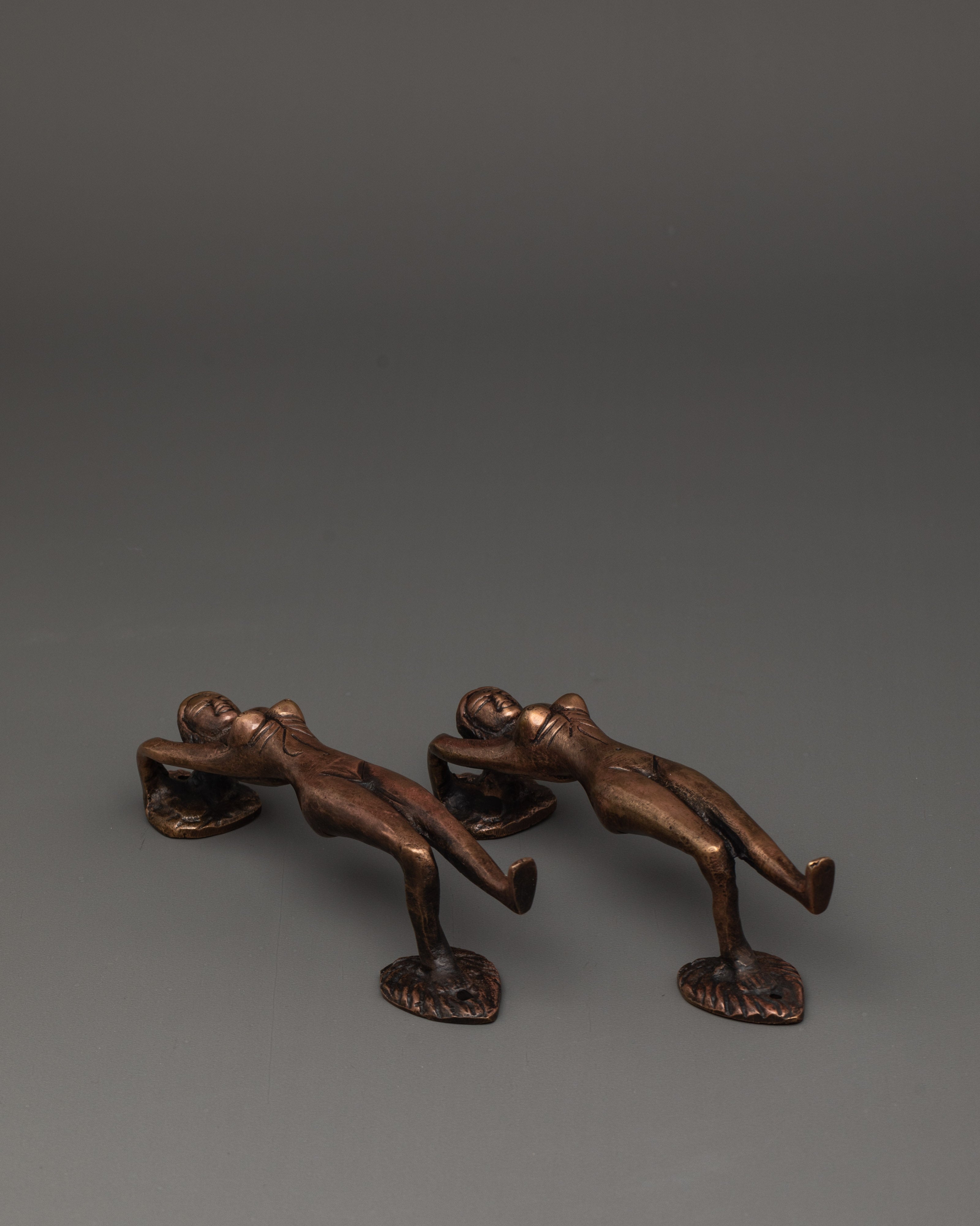Traditional Tibetan Door Handle Set | Oxidized Copper Decorative Hardware