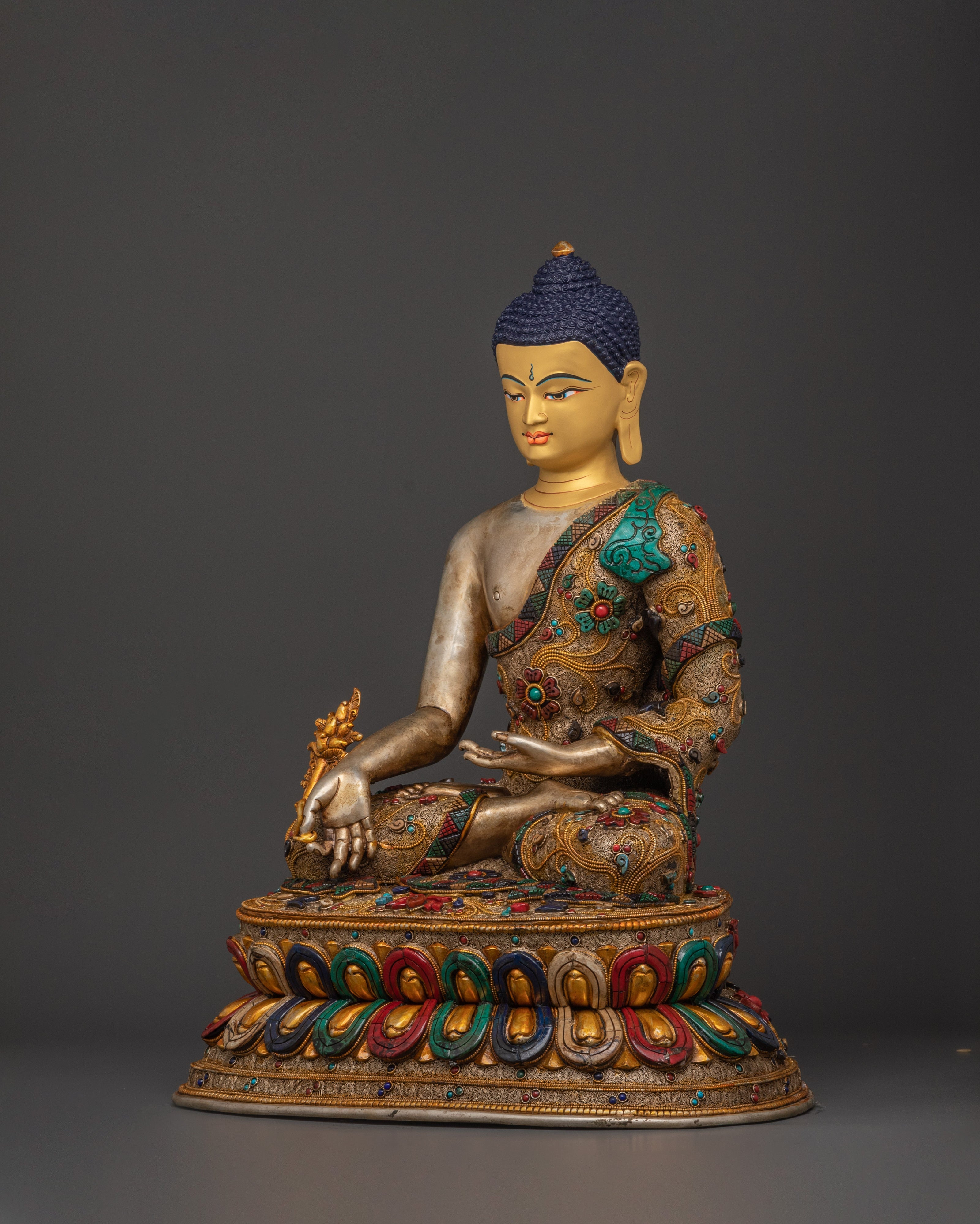 Peaceful Medicine Buddha Sculpture | Precious Work of Art