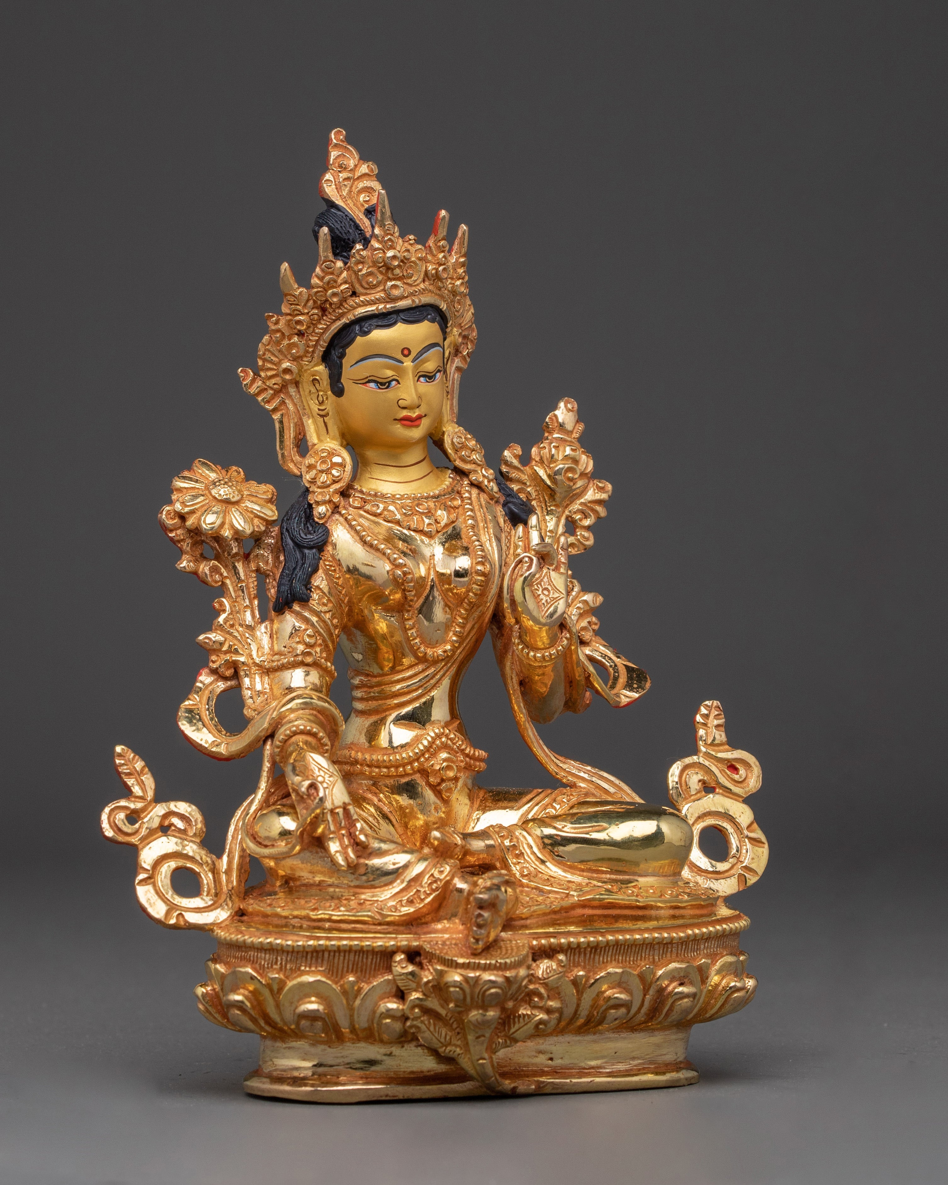 Handmade Enlightened Green Tara Statue | Tibetan Compassionate Deity