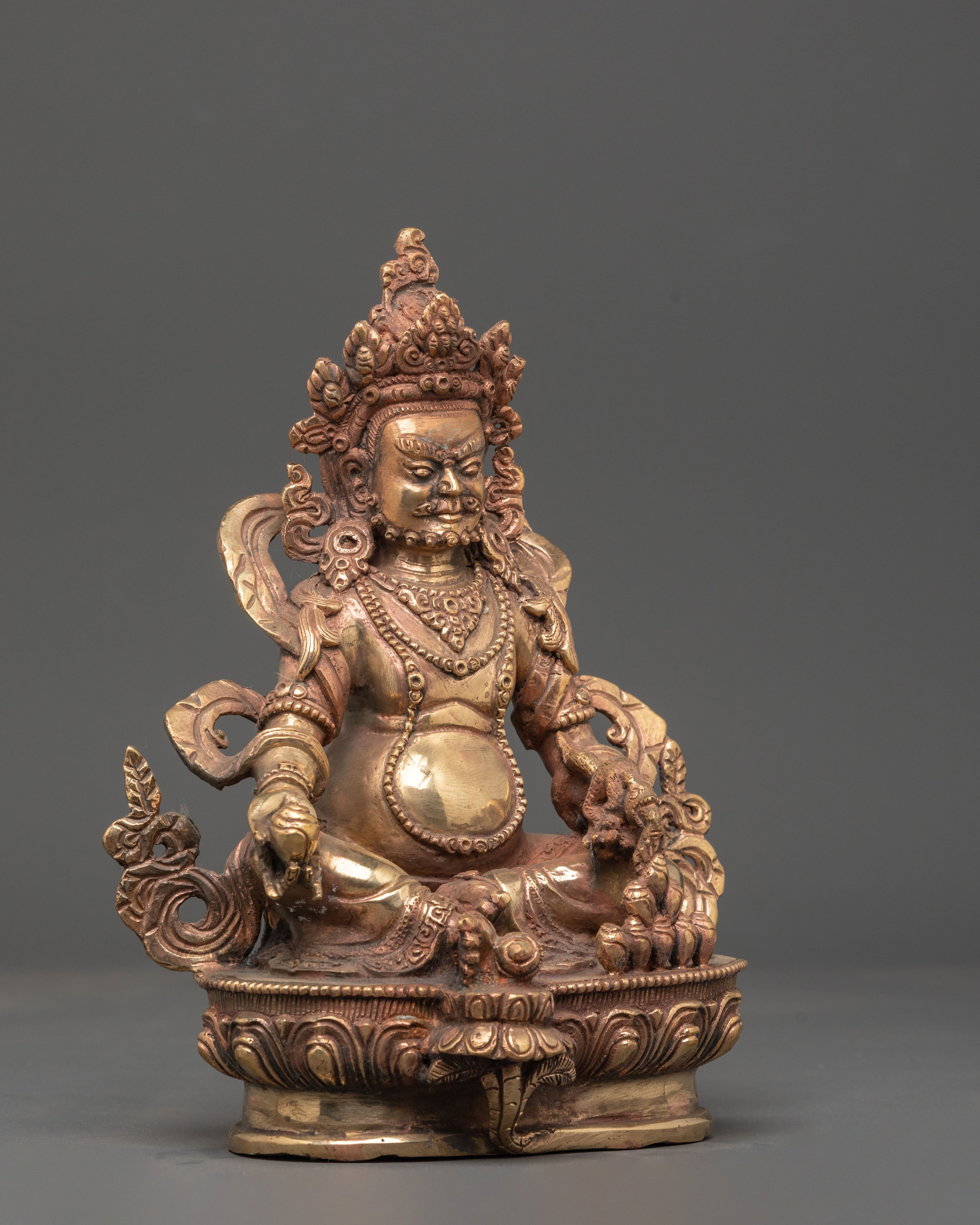 Tibetan Wealth Deity Dzambhala | Handcrafted Copper Sculpture