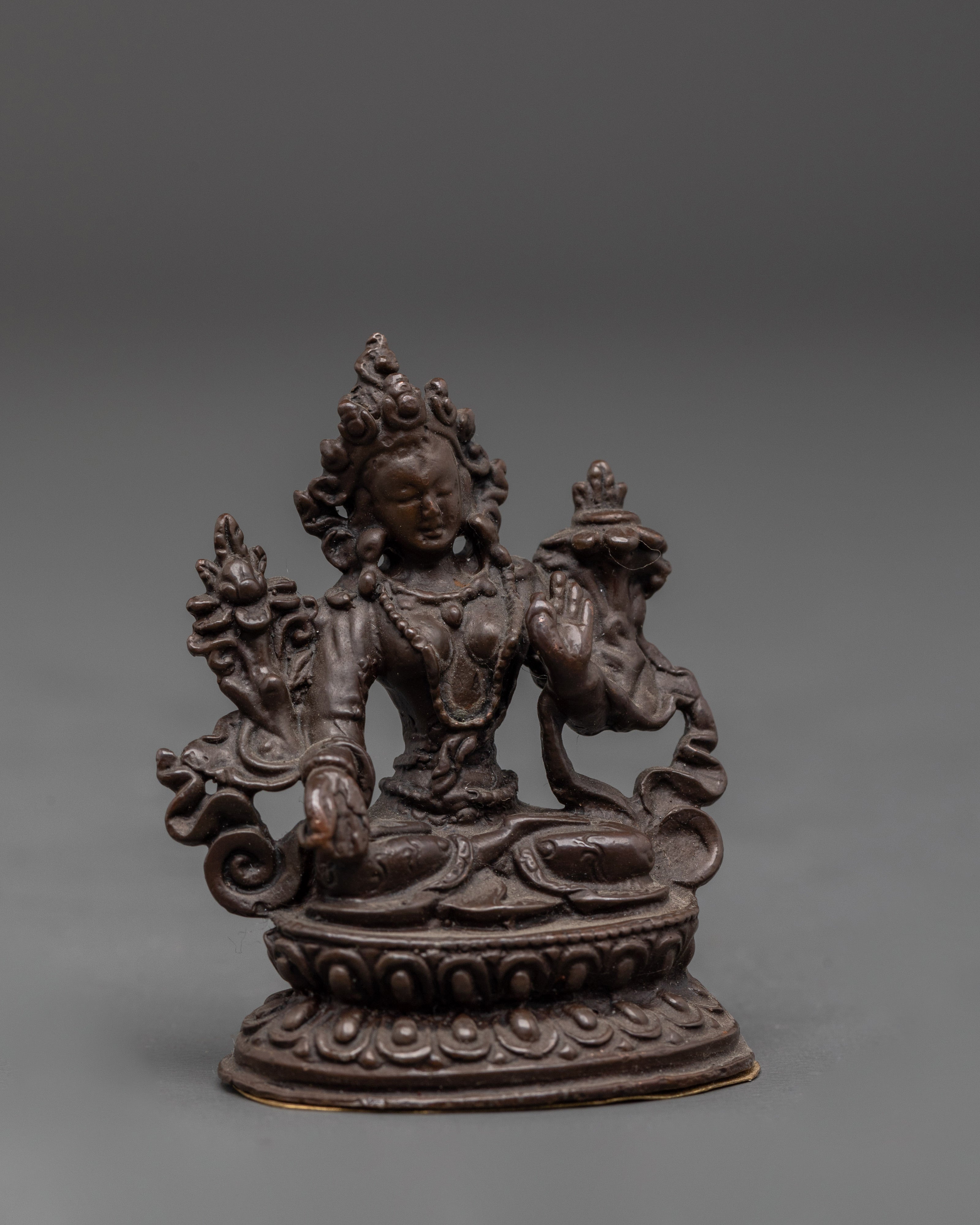 Traditional White Tara Buddhist Statue | Oxidized Copper Meditation Sculpture
