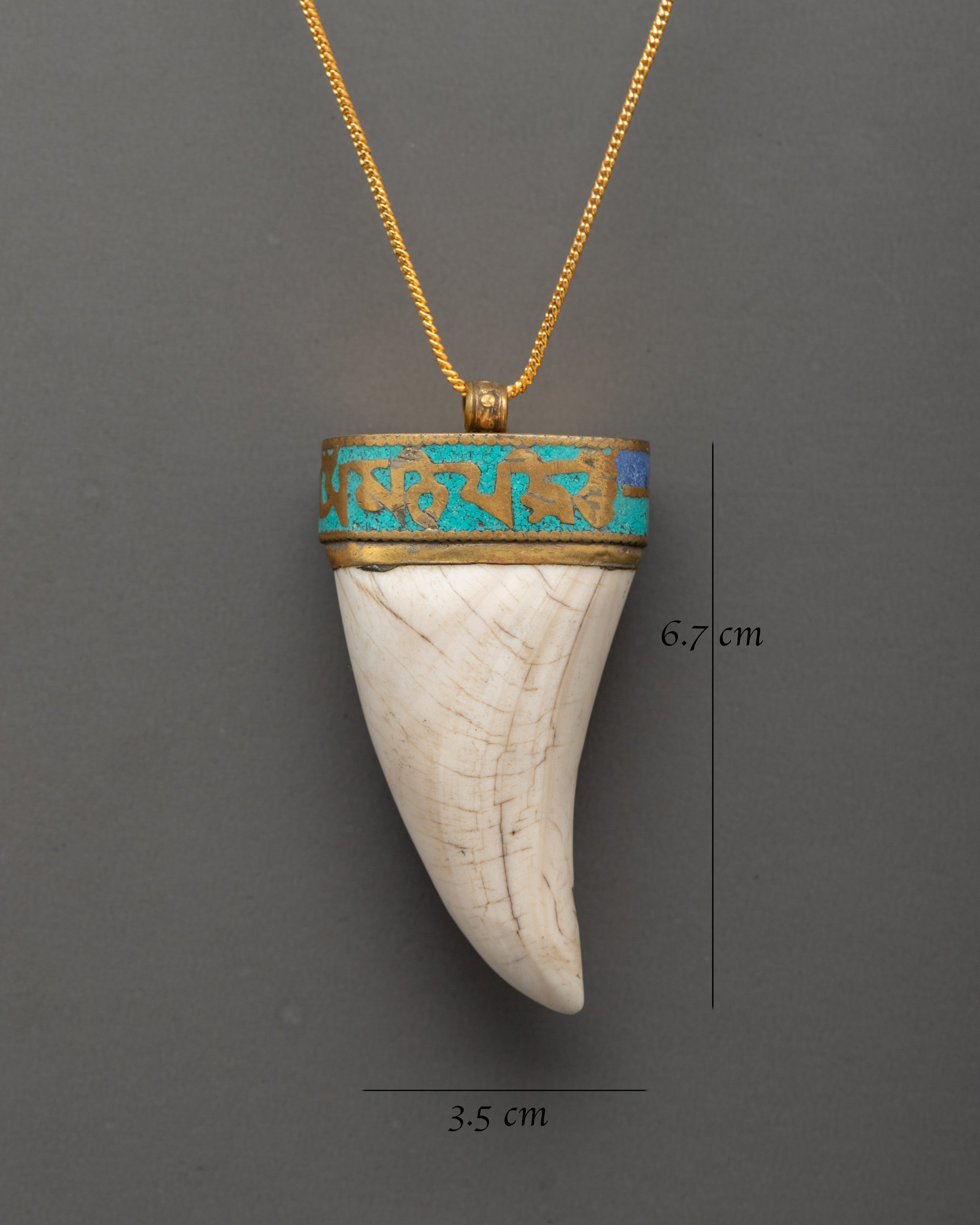 Gold Plated Conch Shell Locket | Tibetan Mantras Carved with Turquoise Inlays