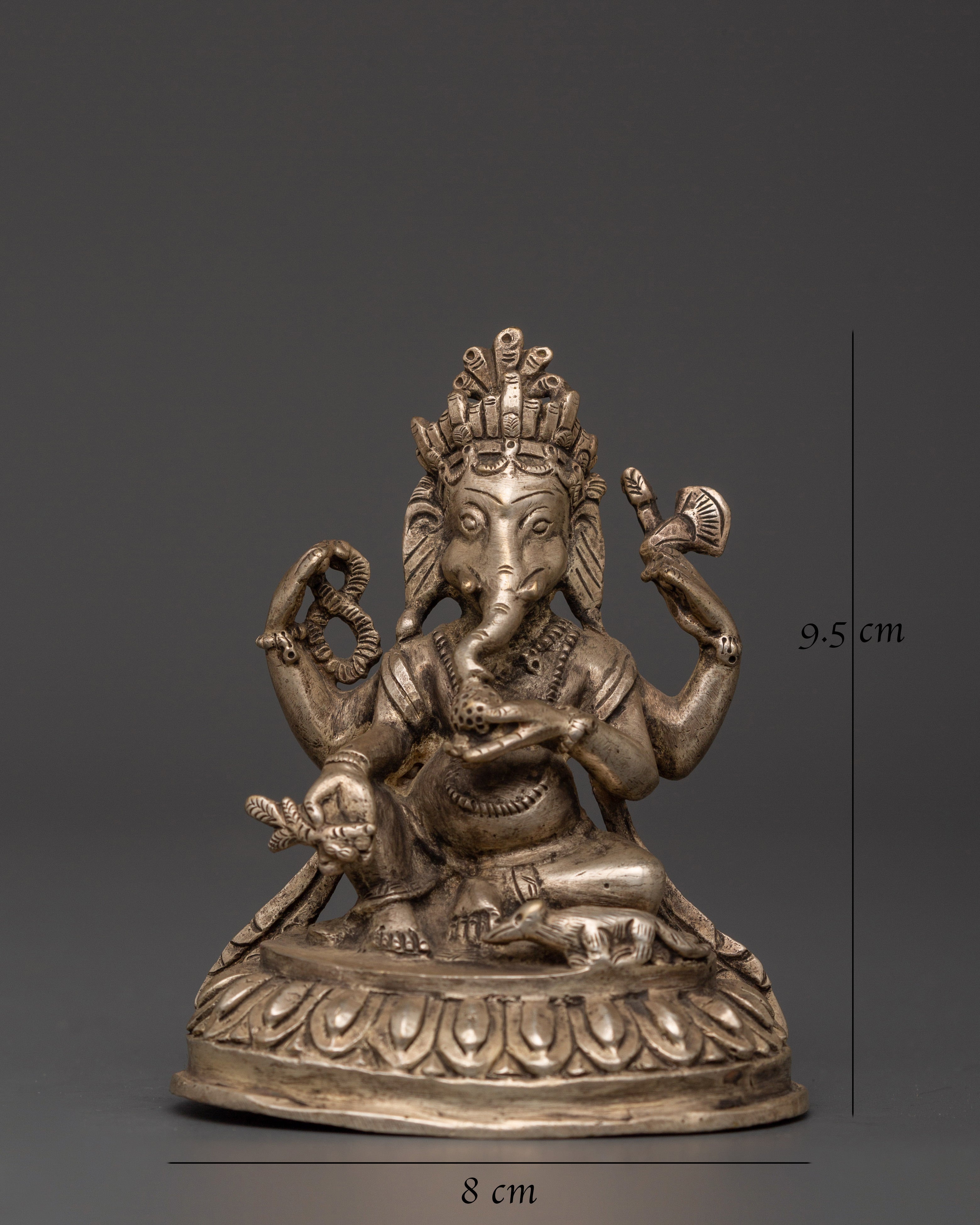 Silver-Plated Ganesh Statue - Spiritual Prosperity Blessings