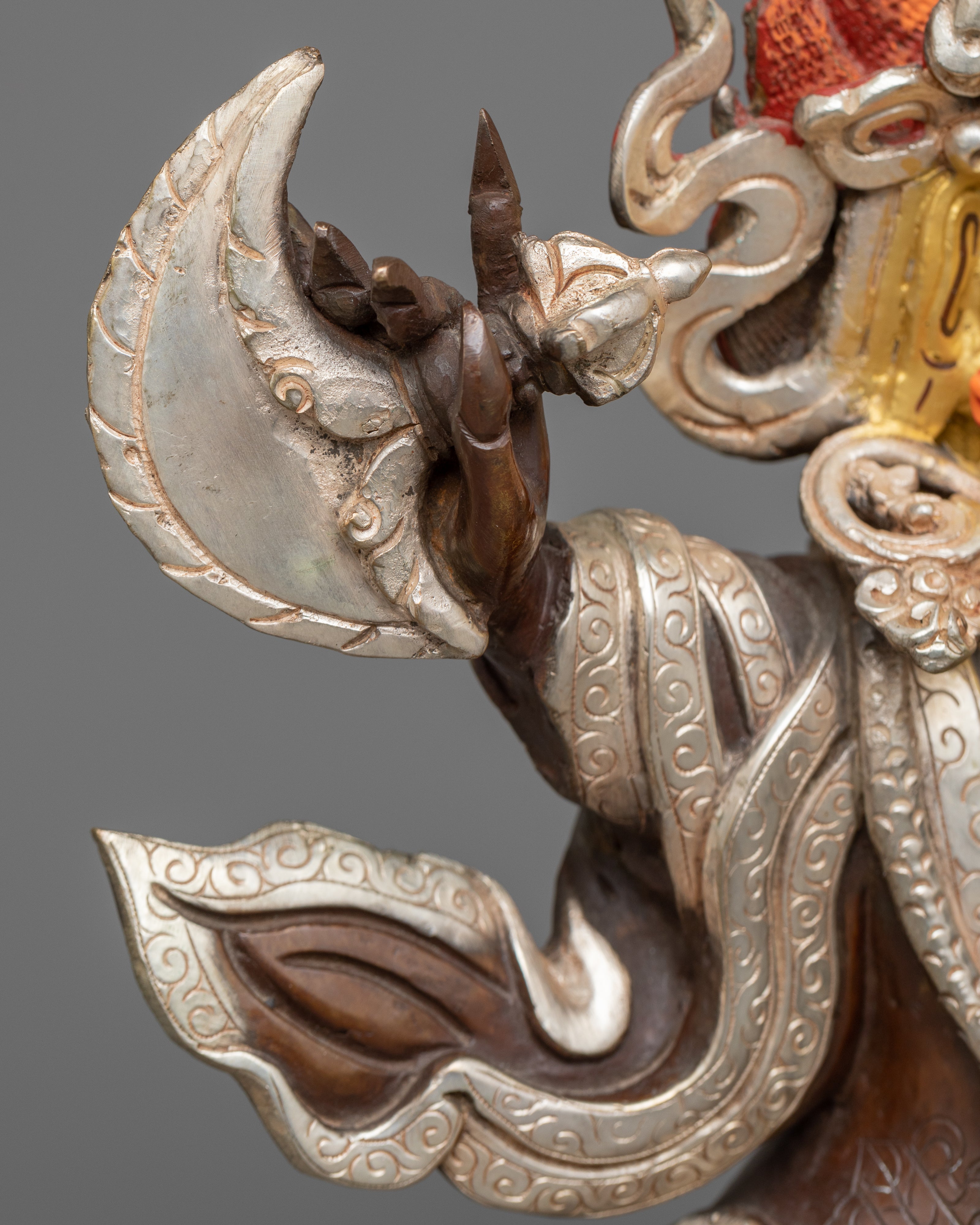 Fierce Two-armed Bernagchen Mahakala Dharma Protector | Silver Plated Artistry