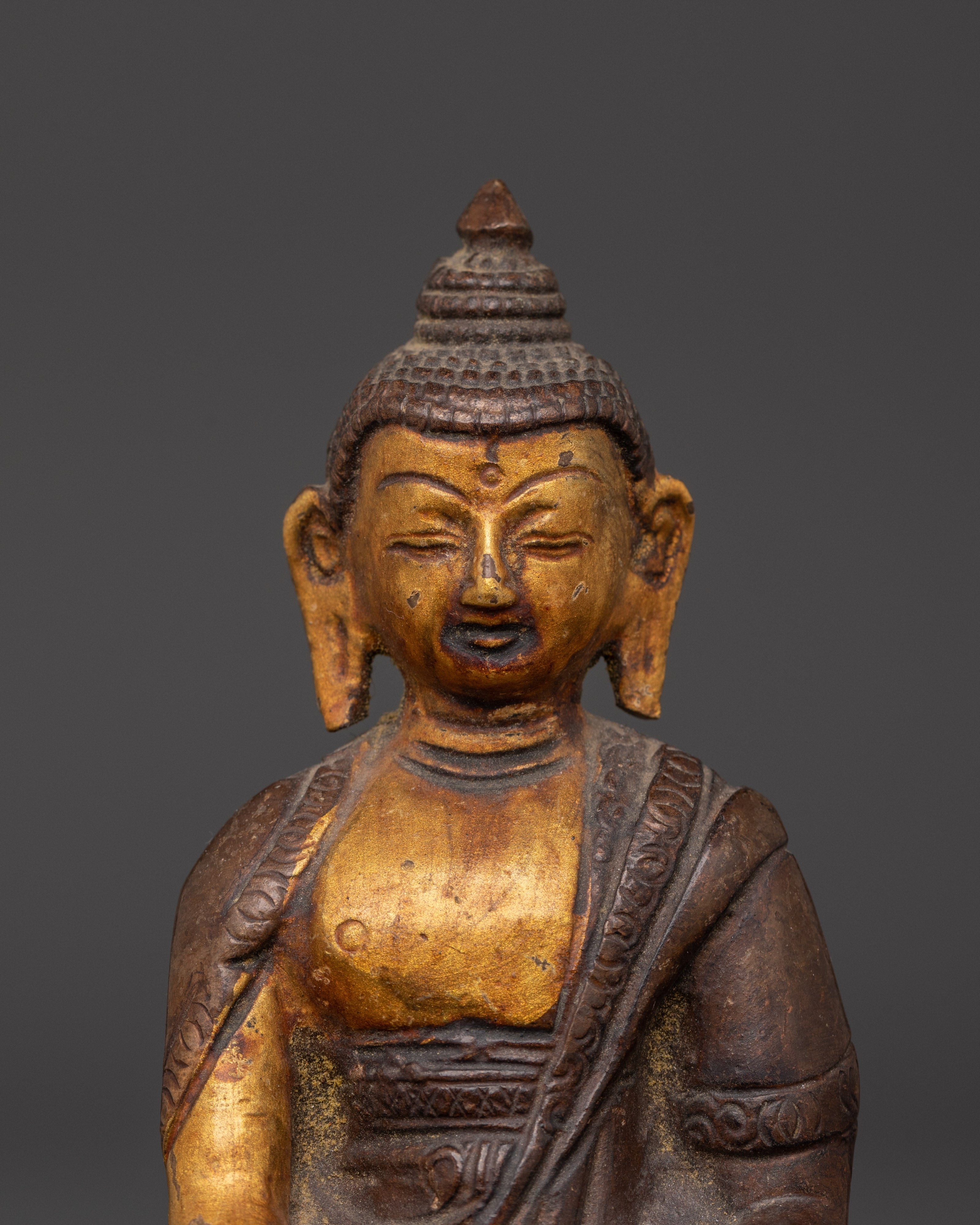 Amitabha Pure Land Buddha Statue | Oxidized Copper Buddhist Statue