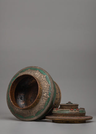 Antique-Style Tibetan Ritual Pot | Copper Body with Brass