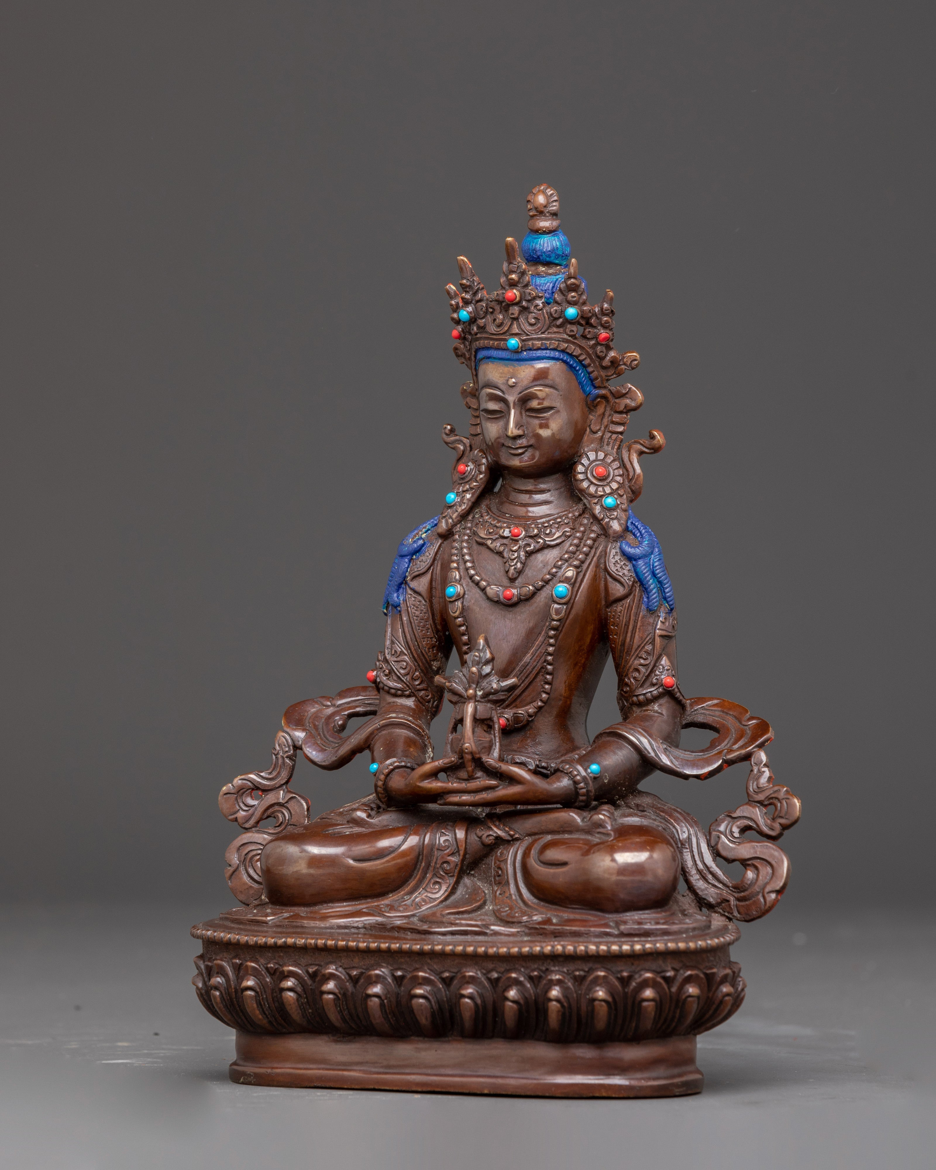 Handcrafted Tibetan Sacred Amitayus Statue | Buddha of Infinite Life