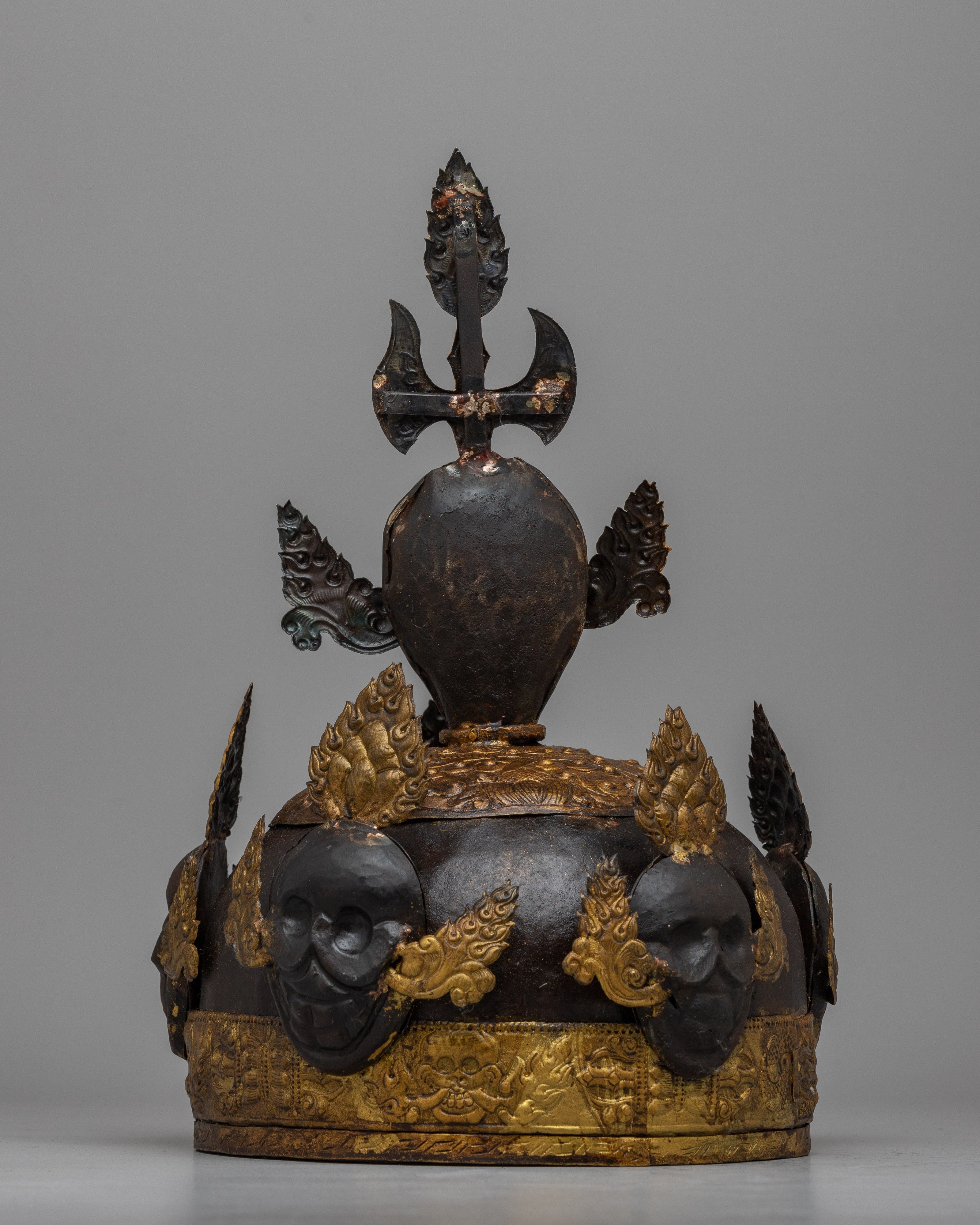 Tibetan Crown in Iron | Regal Symbol of Spiritual Authority and Divine Wisdom
