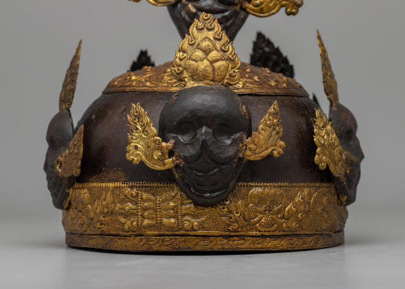 Tibetan Crown in Iron | Regal Symbol of Spiritual Authority and Divine Wisdom