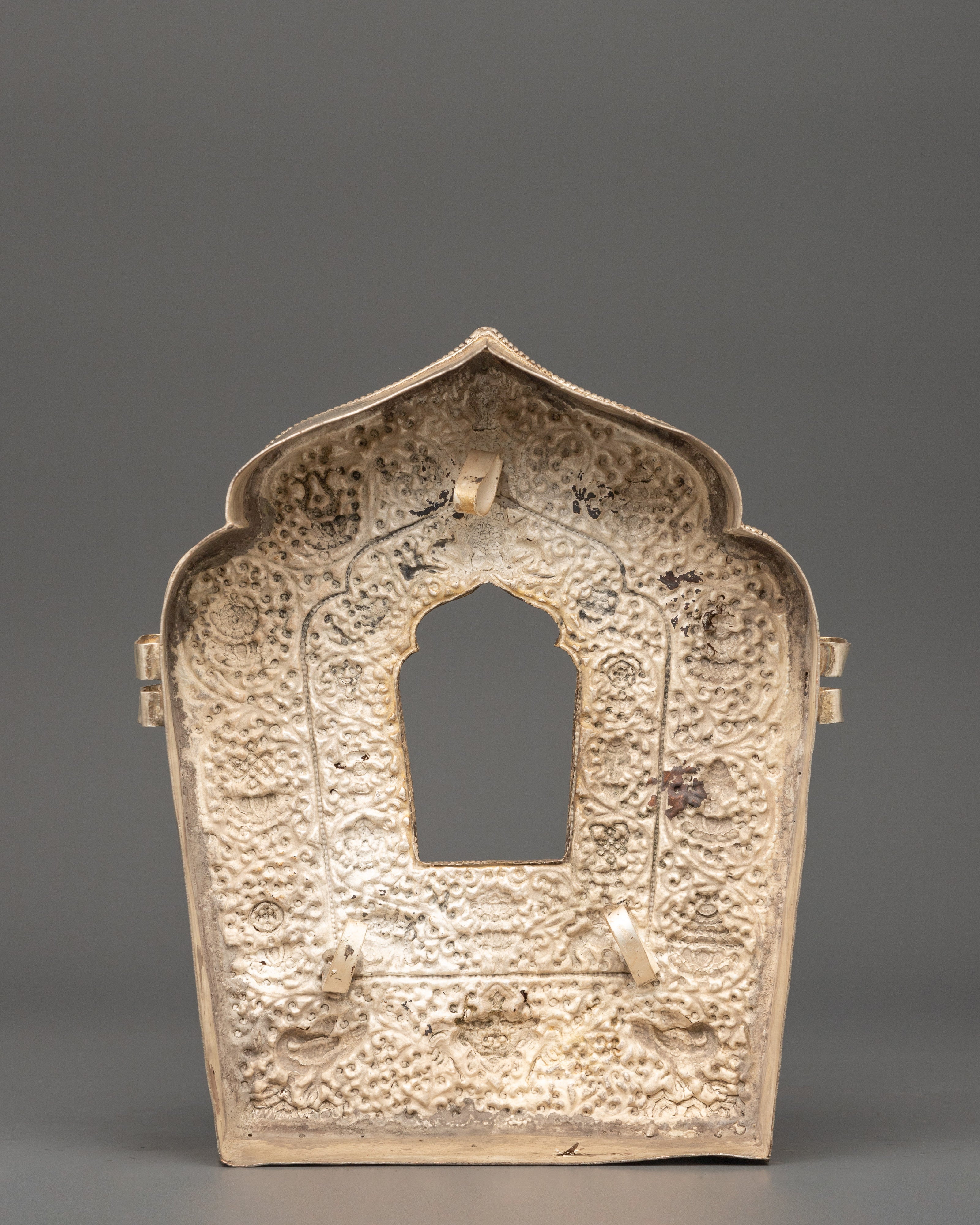 Silver Tibetan Ghau Box | Buddhist Amulet Shrine for Altar
