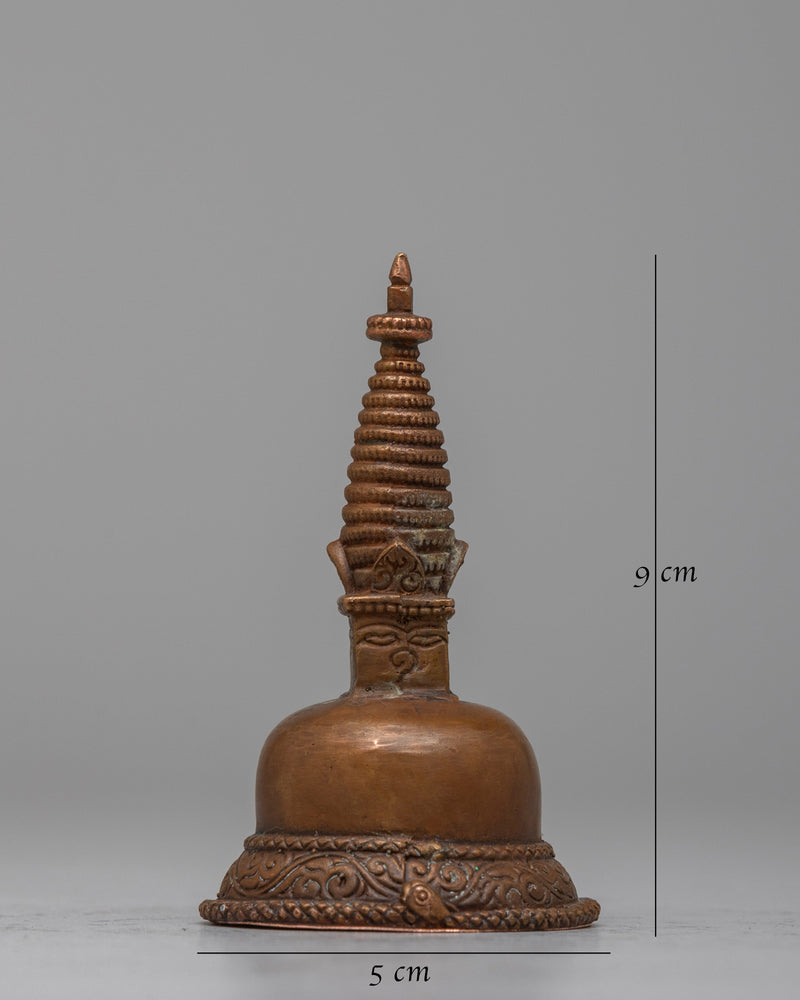 Oxidized Copper Buddhist Stupa | Ancient Symbol of Spiritual Enlightenment and Divine Presence