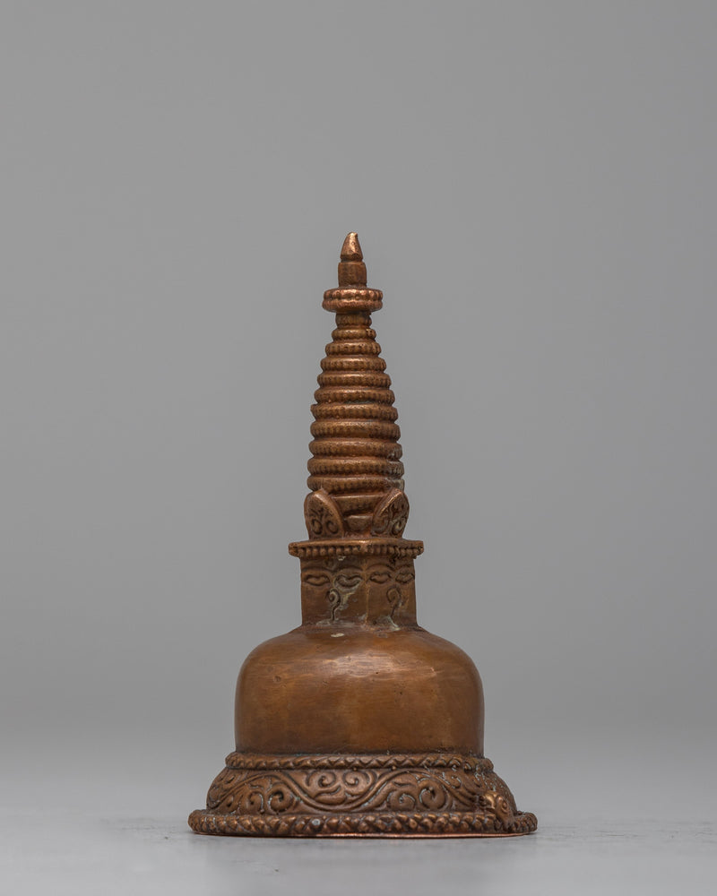 Oxidized Copper Buddhist Stupa | Ancient Symbol of Spiritual Enlightenment and Divine Presence