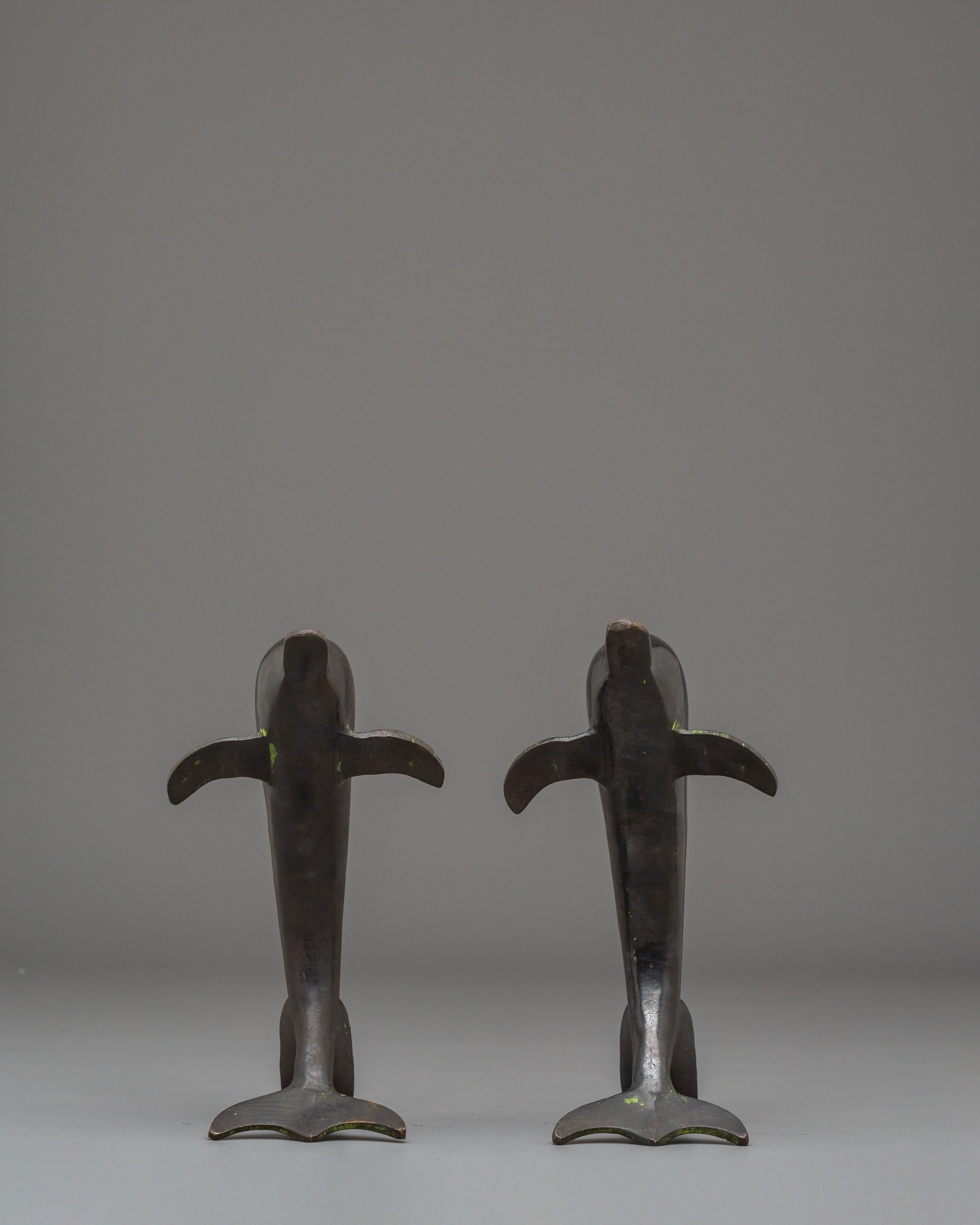 Handcrafted Dolphin Set | Spiritual Gold-Plated Copper Ocean Art