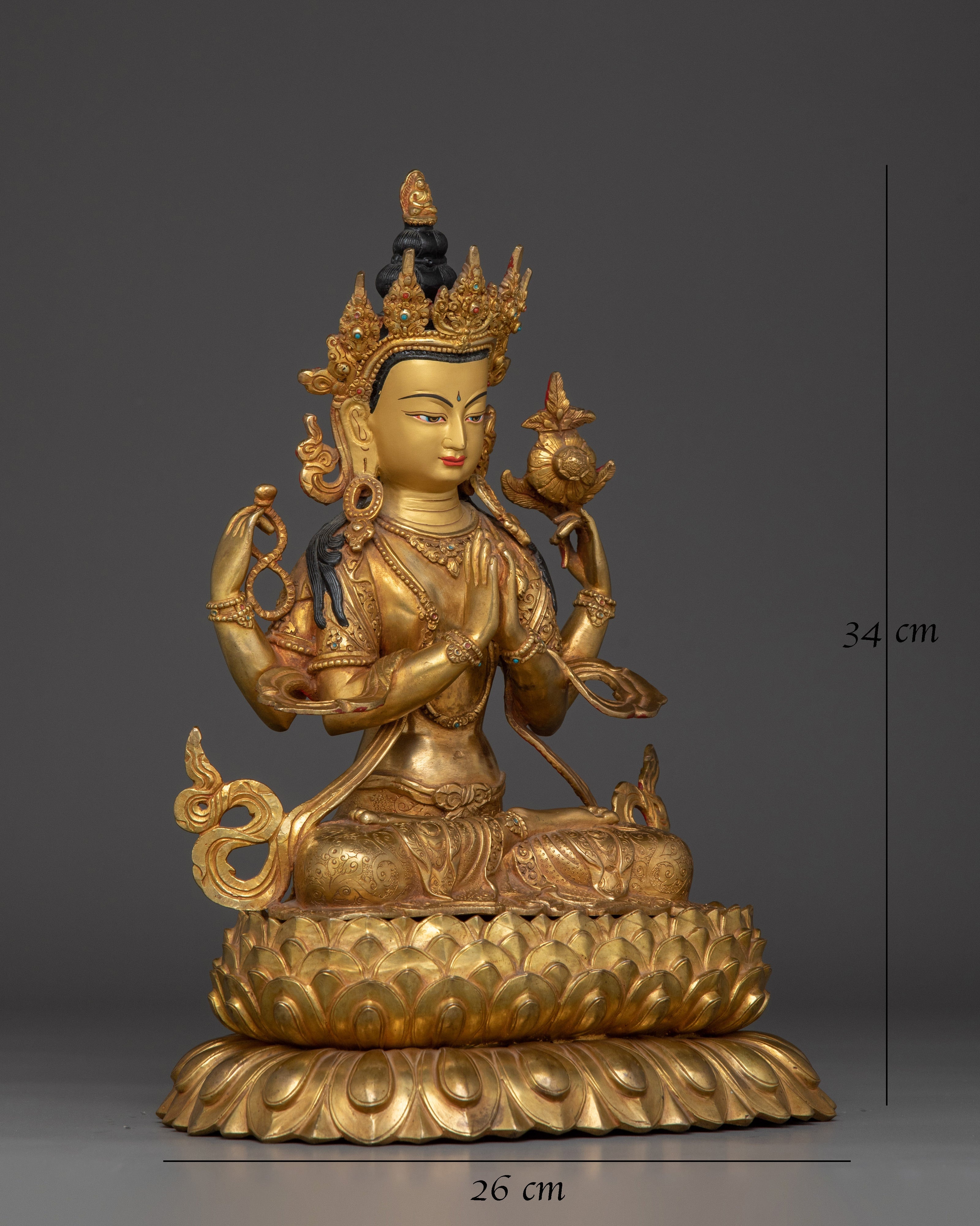 Copper Body Chenrezig Statue