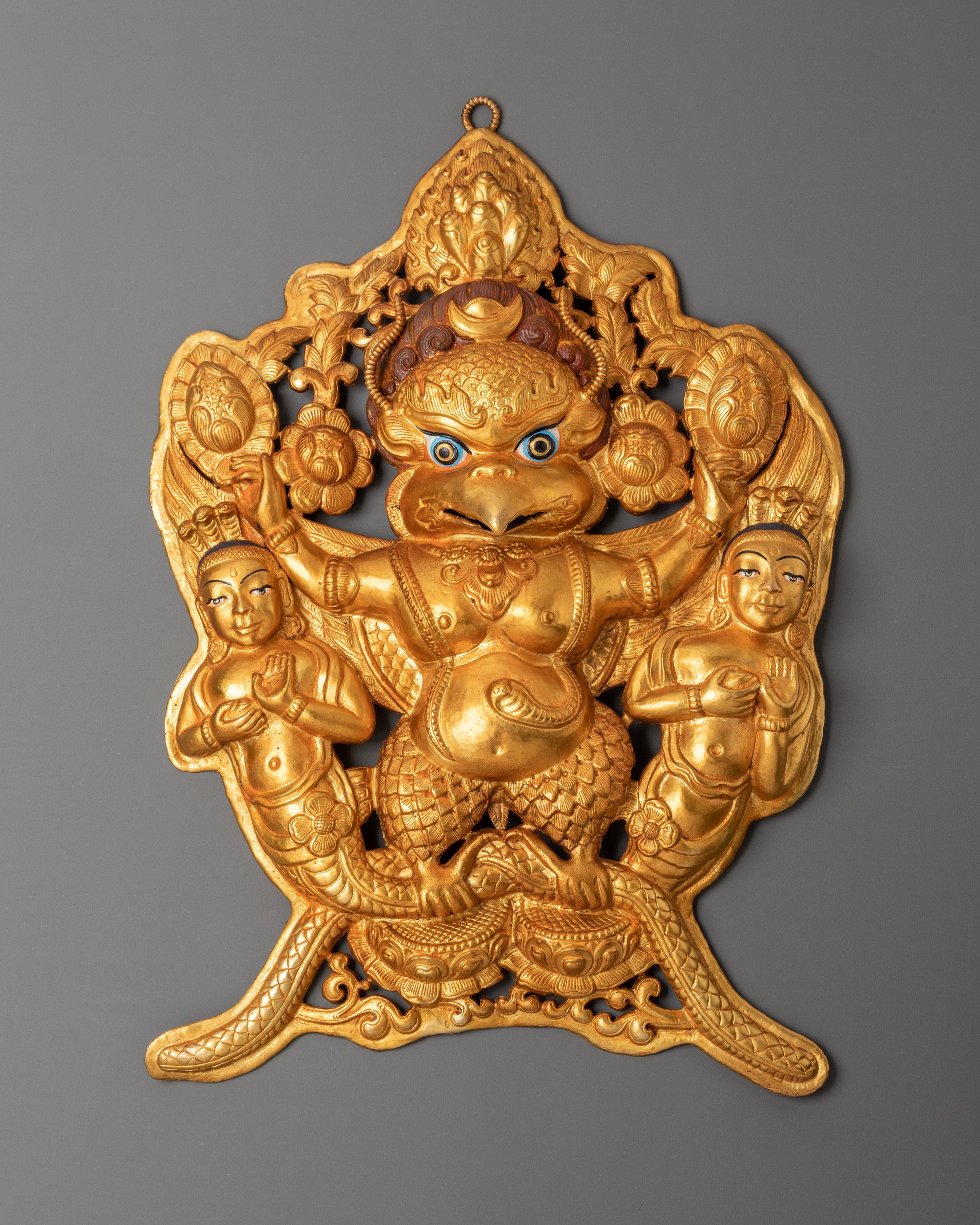 Garuda Gold Plated In Copper Wall Hanging | Sacred Buddhist Decor