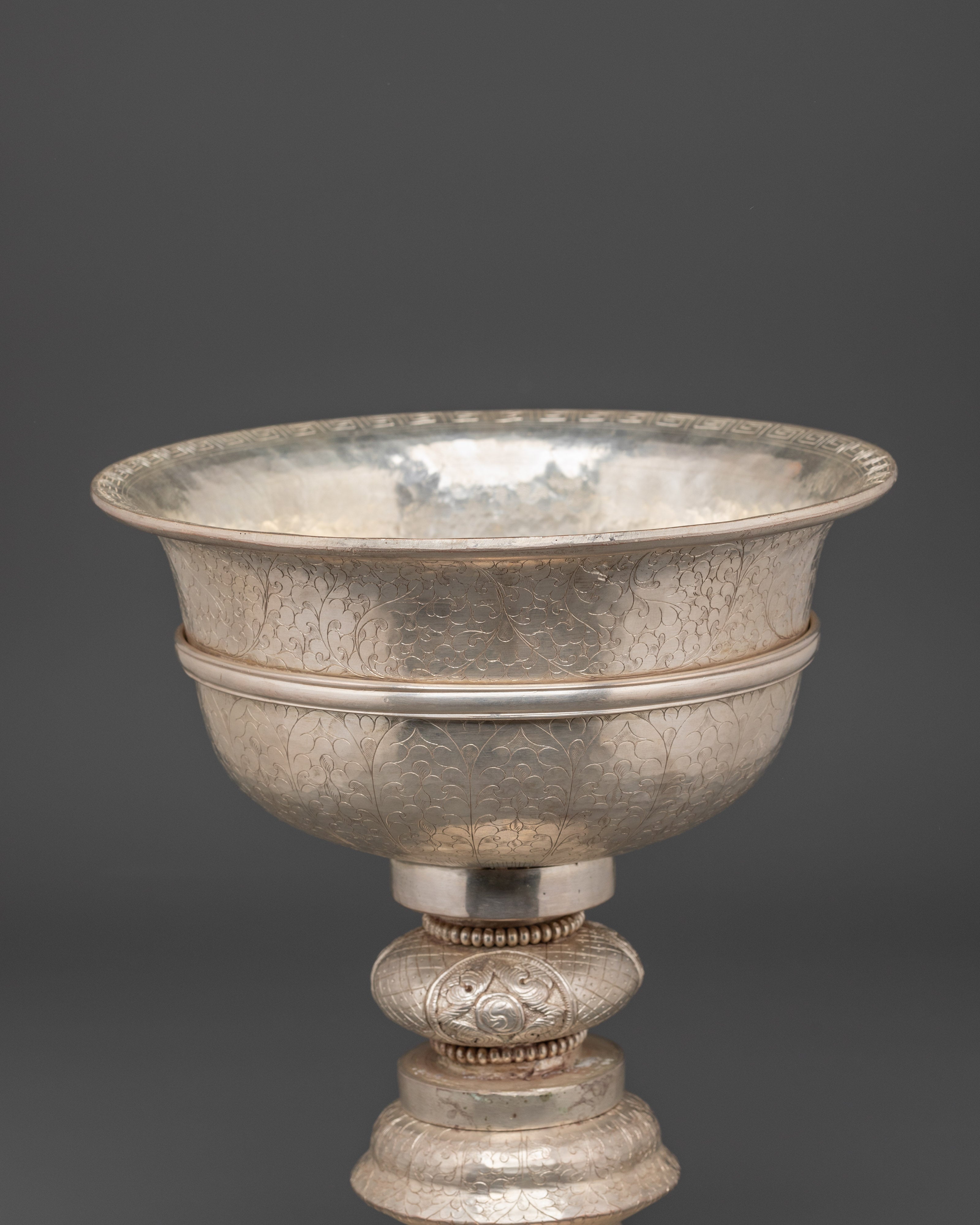 Silver Coated Butter Lamp | Meditation Ritual Item
