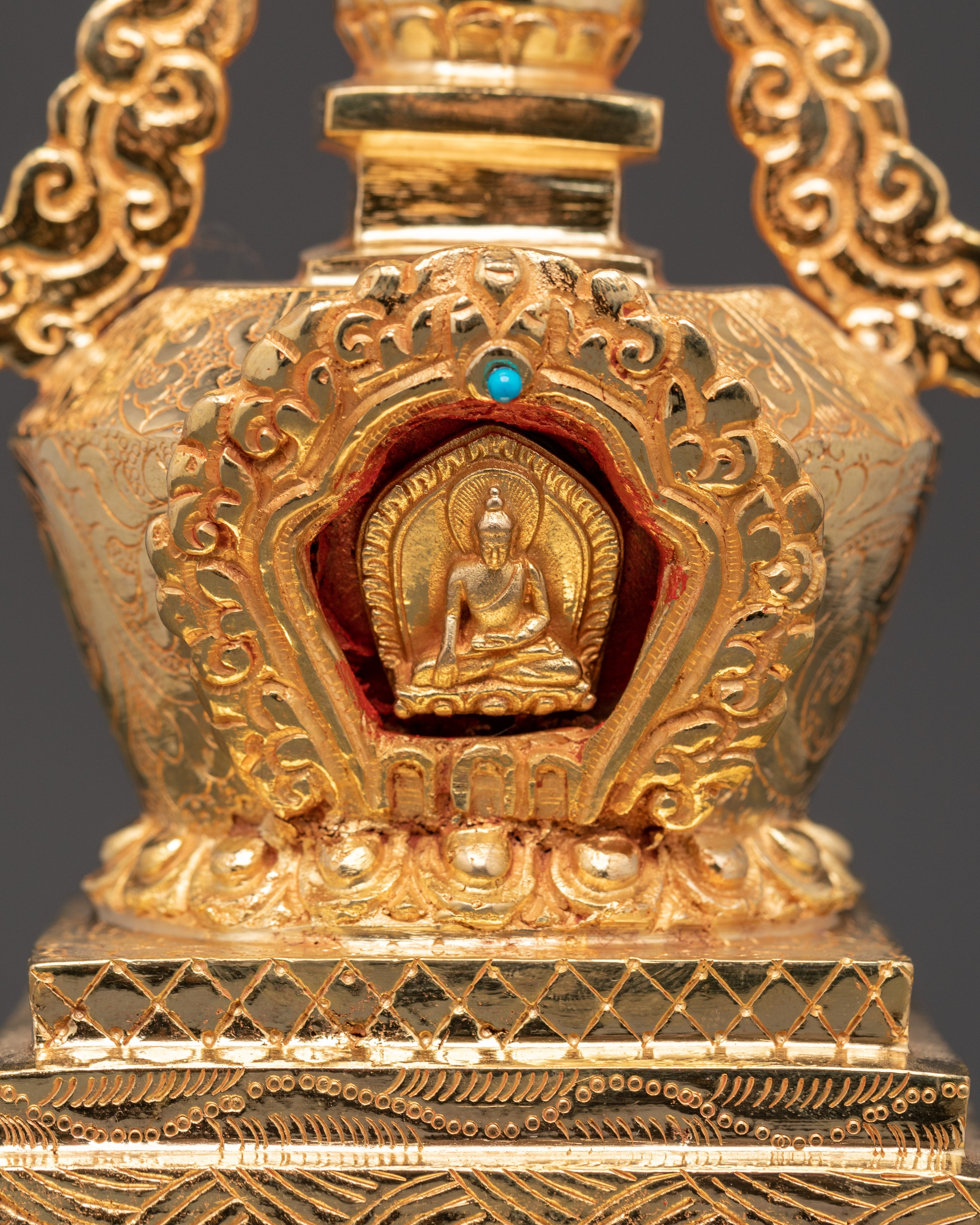 Handcrafted Spiritual Buddha Stupa | Copper Body with Gold Plating