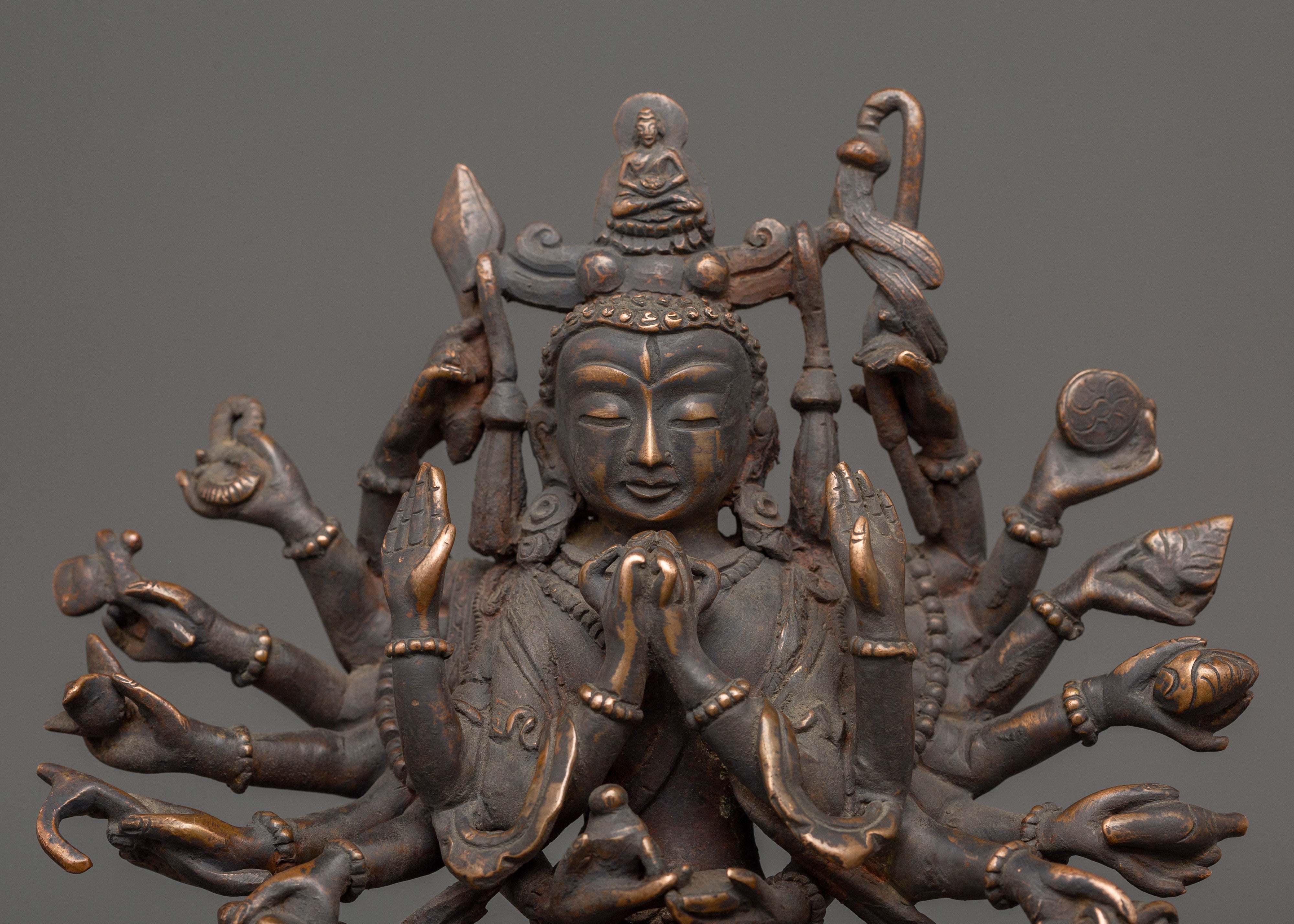 Antique Copper Chundi Statue | Buddhist Deity of Compassion & Prosperity