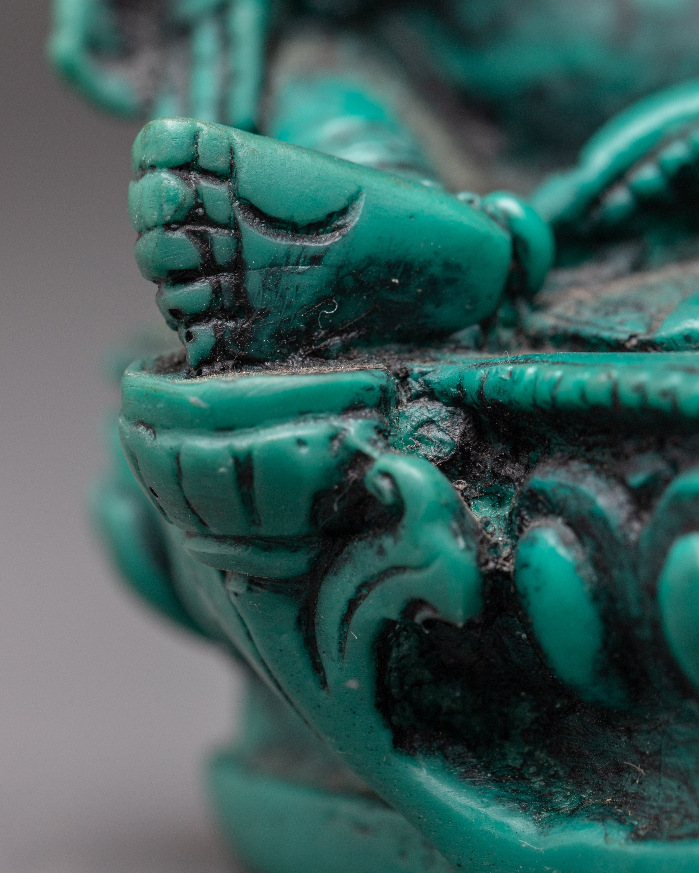 Tibetan Buddhist Goddess Green Tara | Handcrafted Turquoise Art with Spiritual Energy
