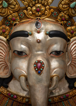 Premium Ganesha Face Mask | Luxurious Copper with 24K Gold and Silver Plating with Embodiment of Divine Blessings