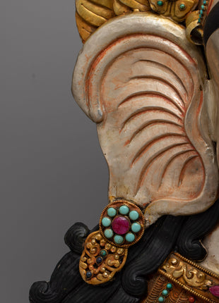Premium Ganesha Face Mask | Luxurious Copper with 24K Gold and Silver Plating with Embodiment of Divine Blessings