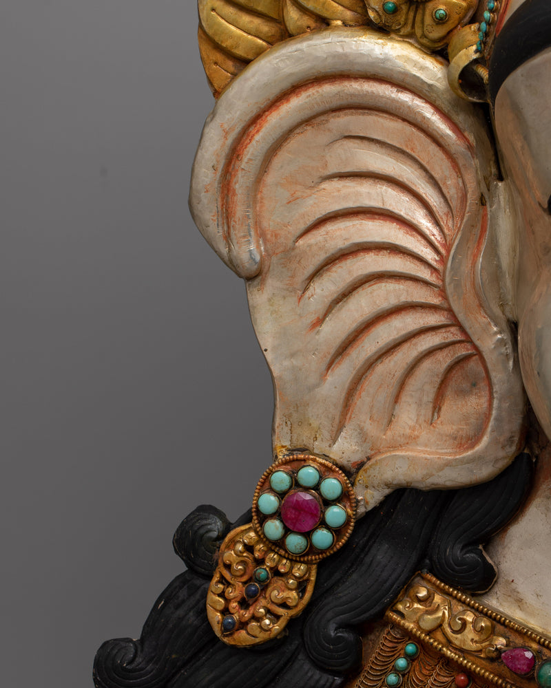 Premium Ganesha Face Mask | Luxurious Copper with 24K Gold and Silver Plating with Embodiment of Divine Blessings