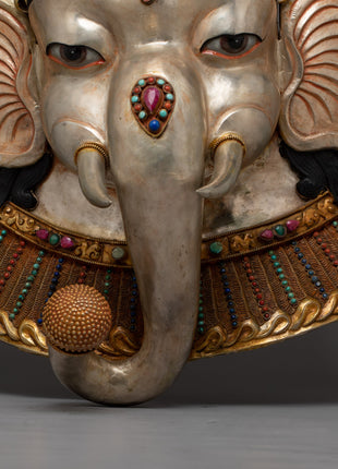 Premium Ganesha Face Mask | Luxurious Copper with 24K Gold and Silver Plating with Embodiment of Divine Blessings