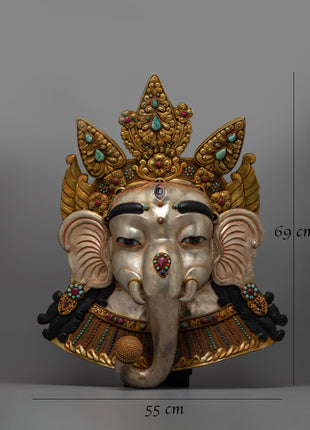 Premium Ganesha Face Mask | Luxurious Copper with 24K Gold and Silver Plating with Embodiment of Divine Blessings