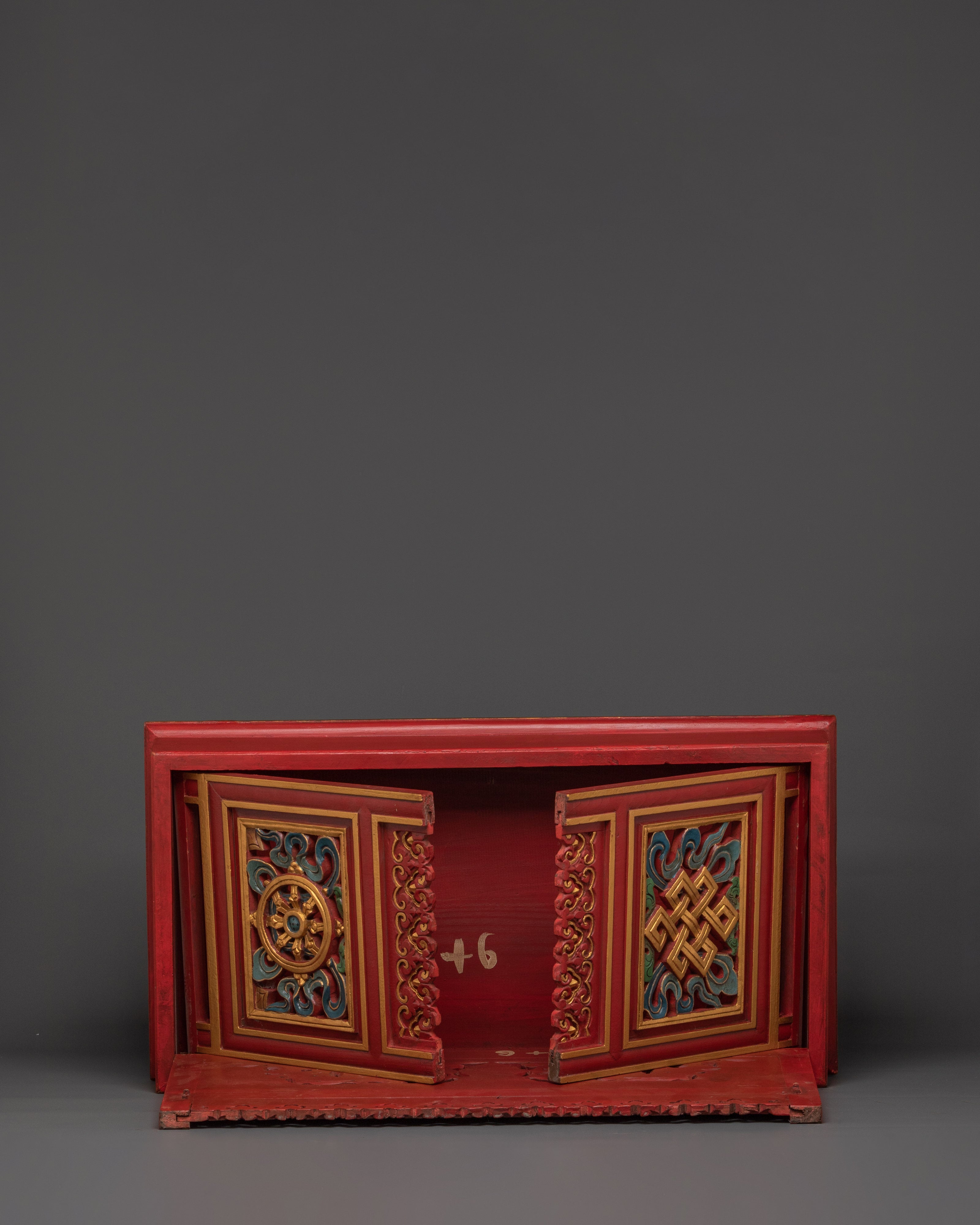Tibetan Folding Table for Home Decor | Wooden Table with Acrylic Paintings