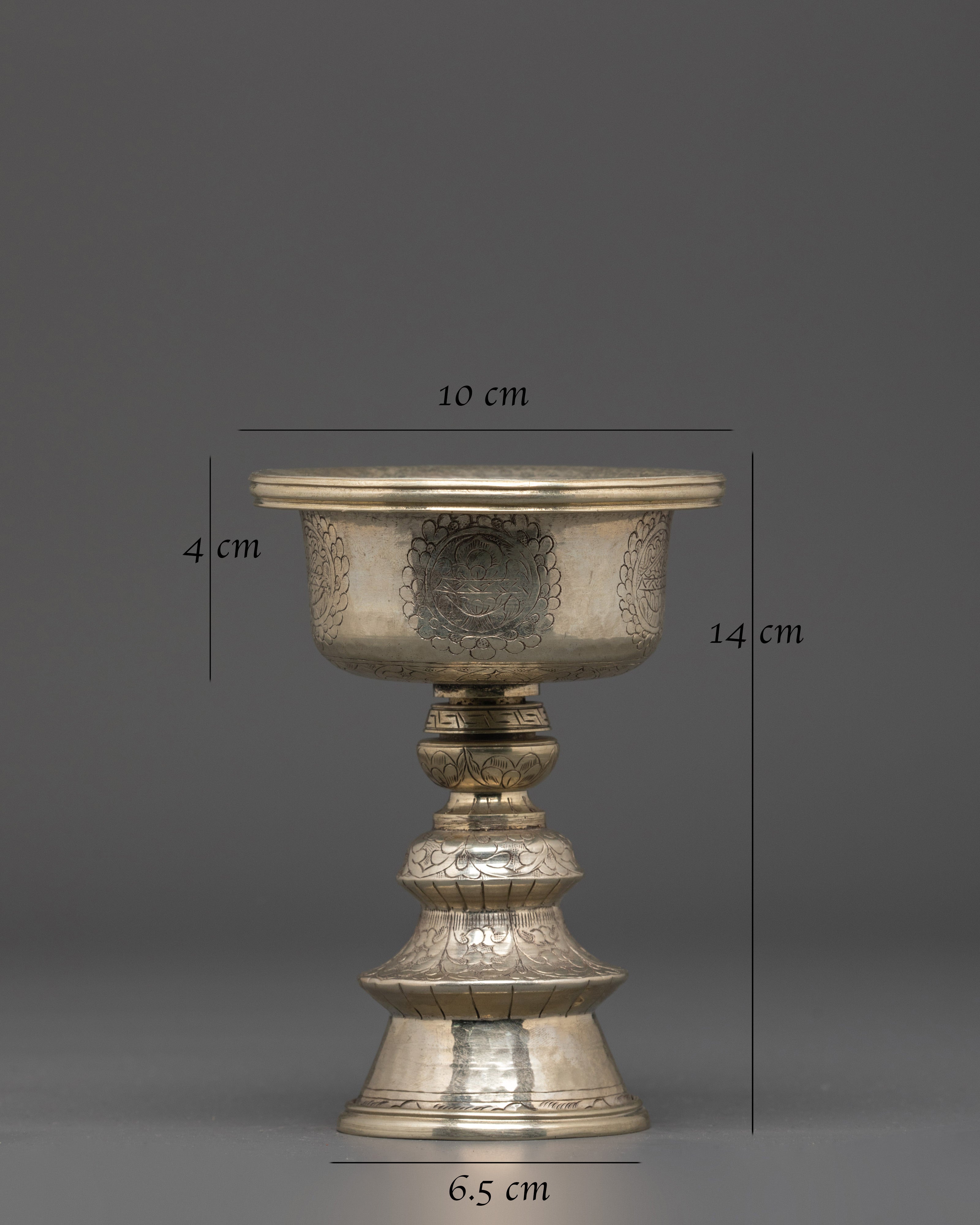 White Metal Butter Lamp | Peaceful Illumination