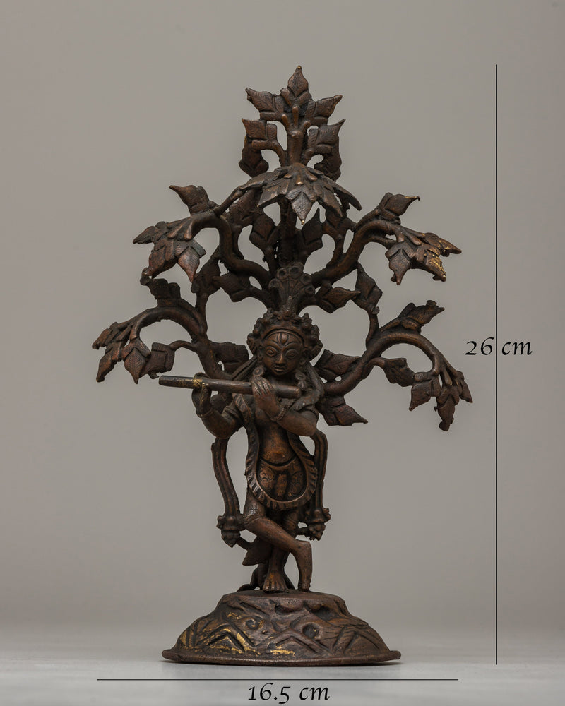 Bronze Krishna Statue | Divine Deity Playing Flute, Symbol of Spiritual Melody and Bliss